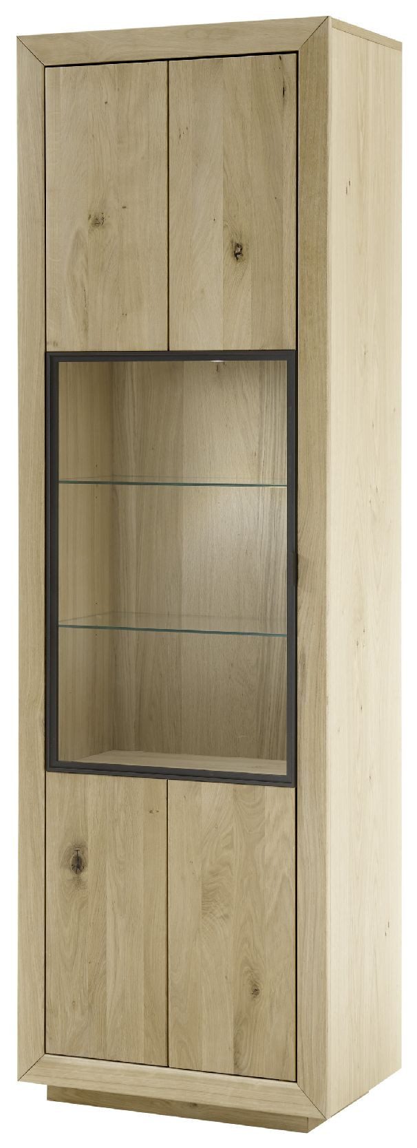 FURNARO Vitrine Wildeiche teilmassiv bianco geölt komplett montiert 64x205x40 cm