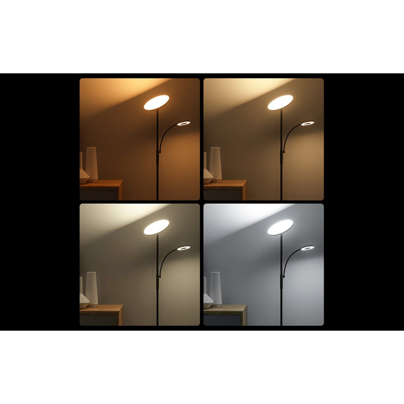 BLiTZWOLF LED Stehlampe BWL-FL-0001, LED fest integriert, Warmweiß, Neutralweiß, Tageslichtweiß, Kaltweiß, 2 Leuchtköpfe, dimmbar, Fernbedienung, merkt letzte Einstellung