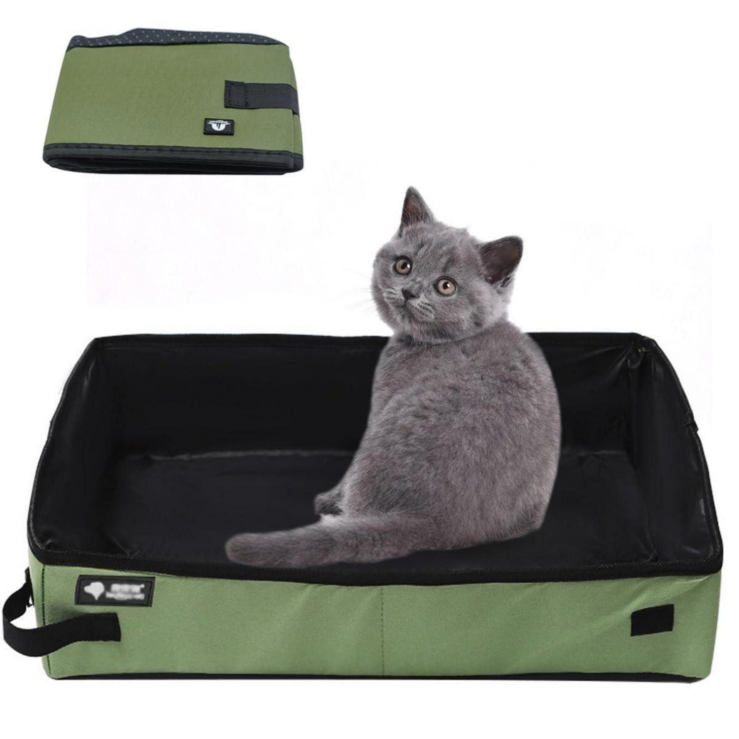 LuxusKollektion Katzentoilette Reiseklo XL Grün faltbar 50x40cm