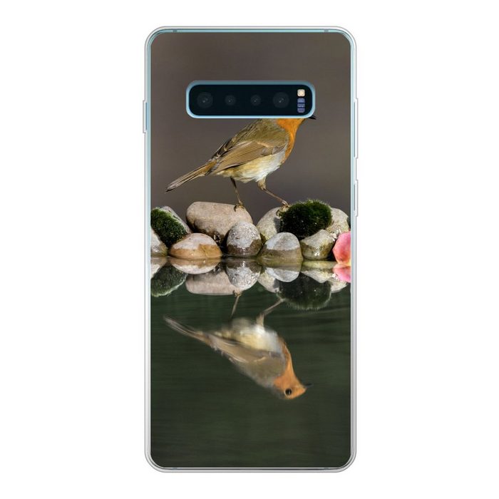 MuchoWow Handyhülle Steine - Rotkehlchen - Wasser Phone Case Handyhülle Samsung Galaxy S10 Lite Silikon Schutzhülle