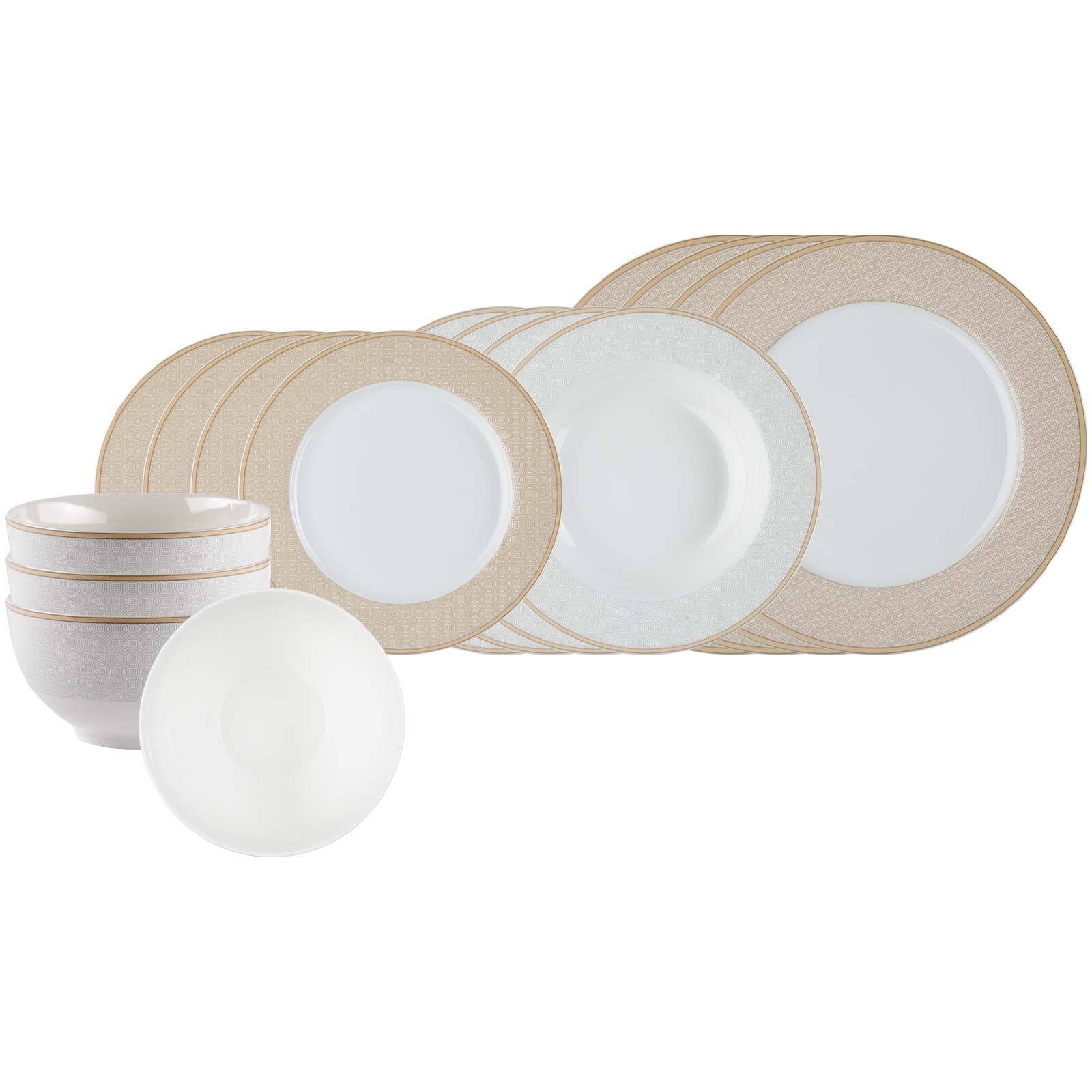 Ritzenhoff & Breker Kombiservice Geo Einsteiger-Set 16er Set (16-tlg), 4 Personen, Porzellan