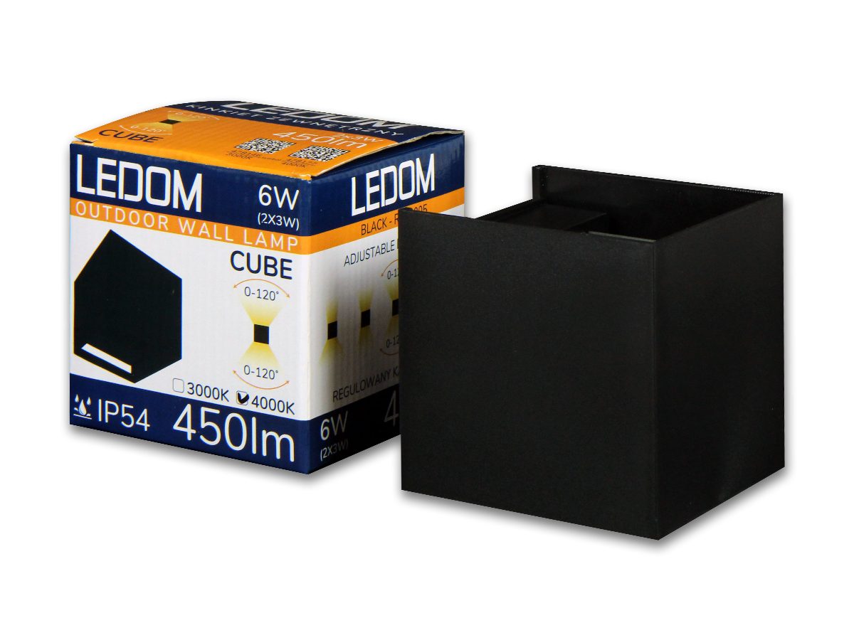 LED-Line Außen-Wandleuchte Außenwandleuchte CUBE LED 2x3W (6W) Warmweiß, Neutralweiß IP54 Schwarz