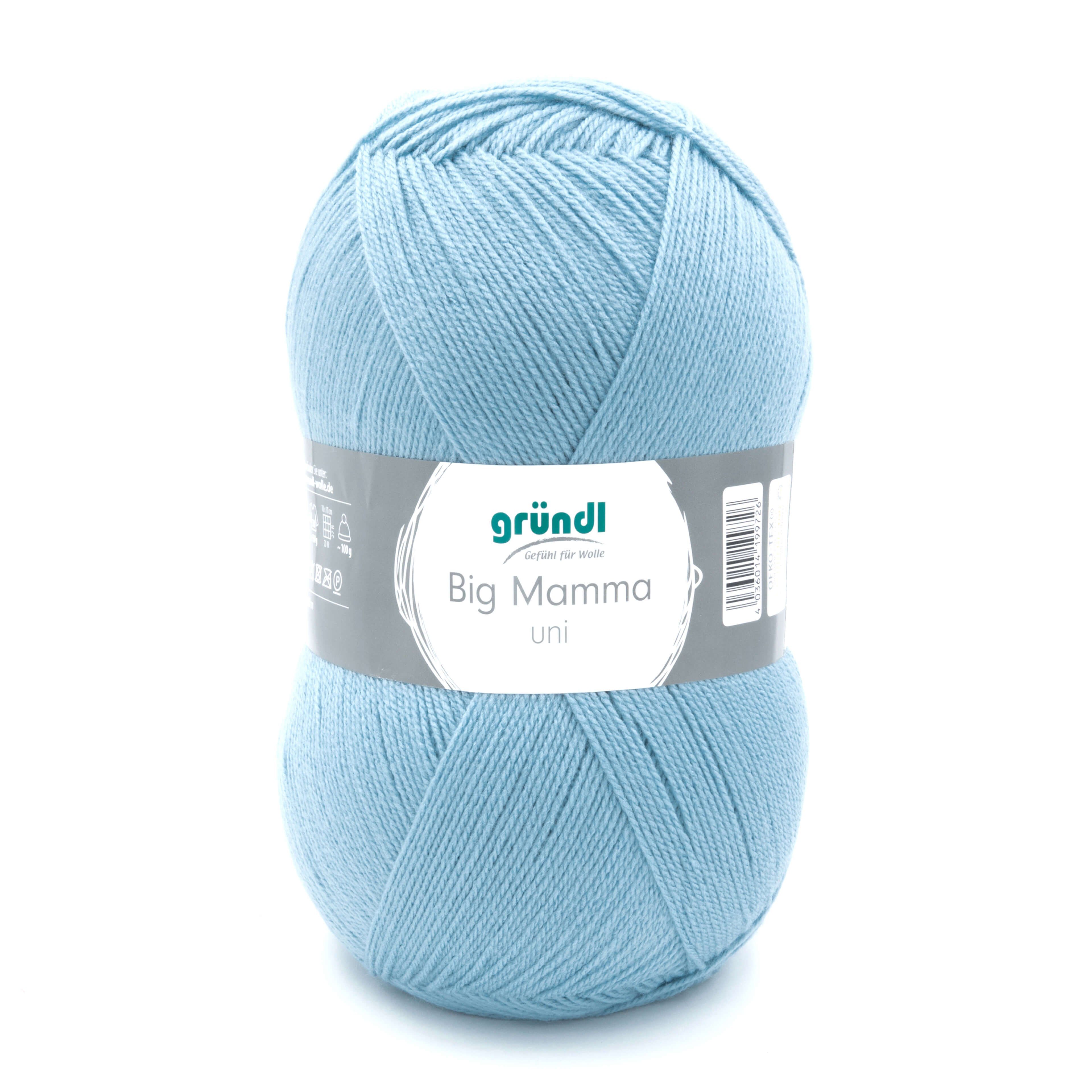 Gründl Wolle 400g Big Mamma uni Großknäuel Strickgarn Häkelgarn Häkelwolle, 1040,00 m (Wolle zum Stricken und Häkeln, pflegeleicht, waschbar, schnell trocknend, wollartiger Charakter), Wolle ohne Schurwolle