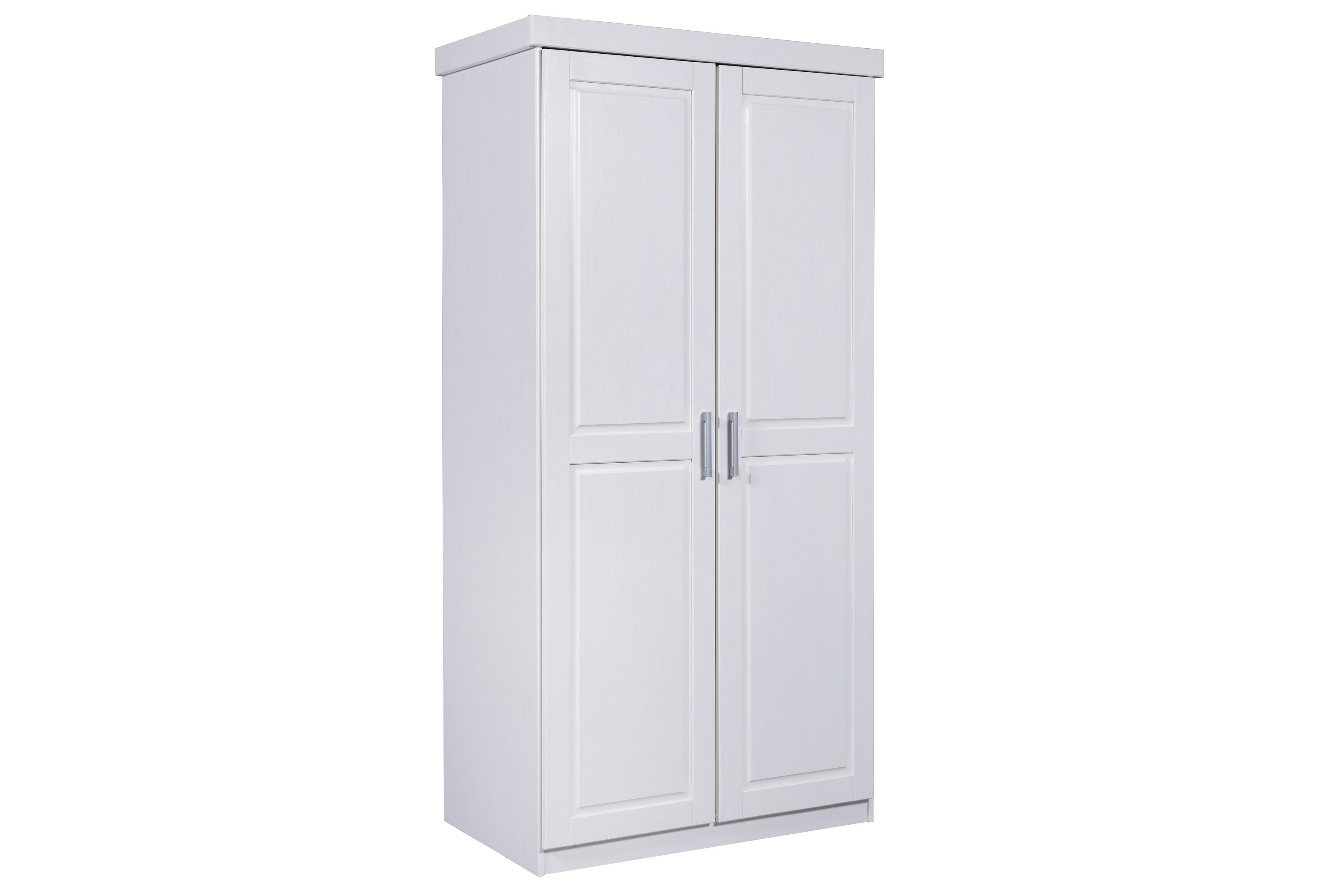 möbelando Kleiderschrank Hakon einem (BxHxT x Einlegeboden cm) 55 Weiss 2 Massivholz in mit Türen und 190 95 x aus