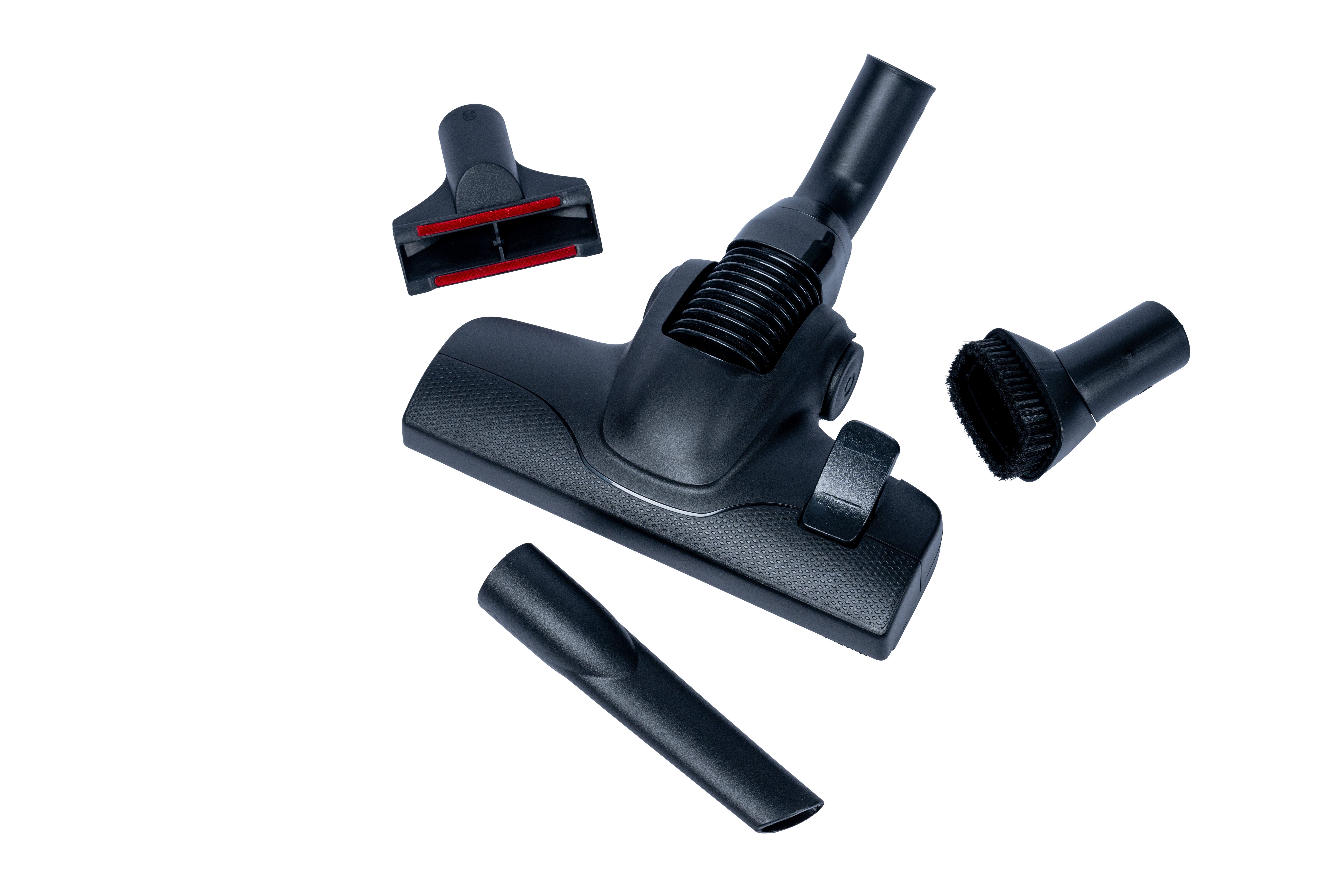 Tornado Bodenstaubsauger Staubsauger Beutellos Rot/Weiß, 800,00 W, Beutellos, höhenverstellbares Saugrohr, verschiedene Aufsätze