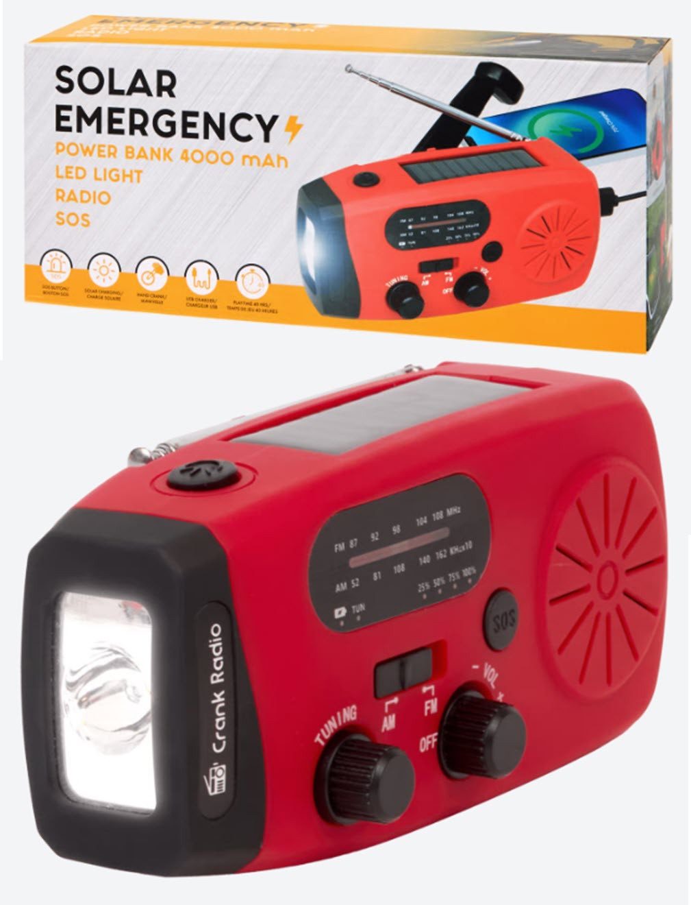 Solar-Notfallradio mit Solarmodul Notfallradio