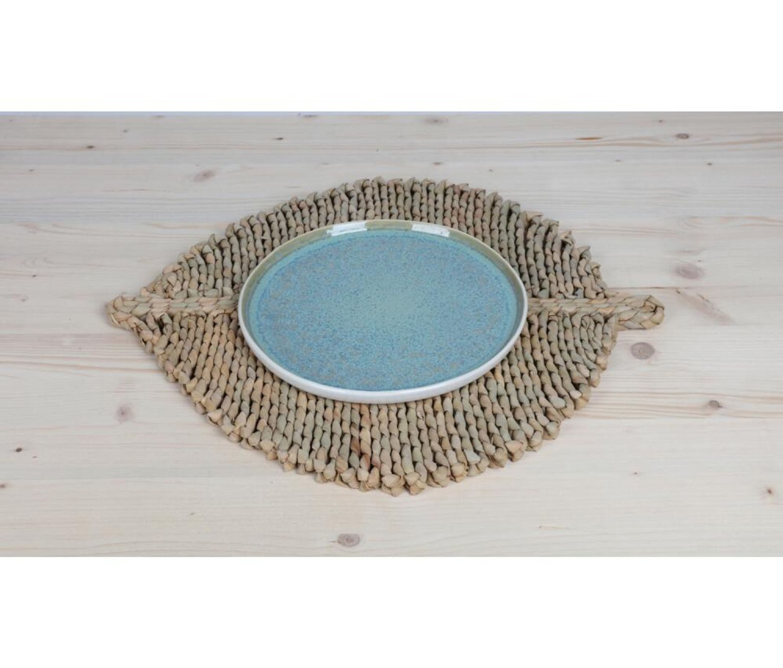 BURI Platzset 24x Platzset "Leaf" Blatt 41x36cm geflochten Esstisch Deko Matte Unter