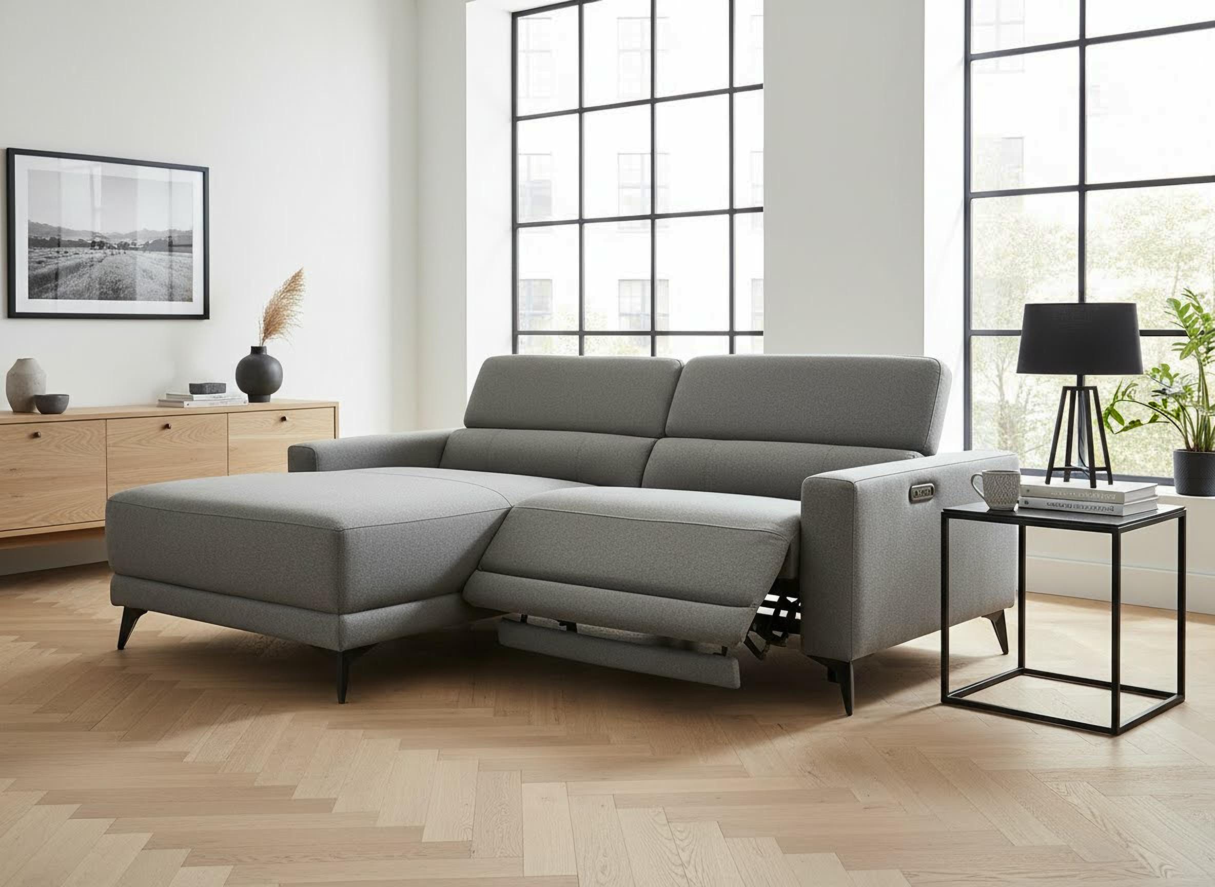 OTTO home Ecksofa LEWII, L-Form, 213 cm - elektr. Relaxfunktion, mit USB A/C-Anschluss. Federkern, verstellbaren Kopfstützen, Webstoff