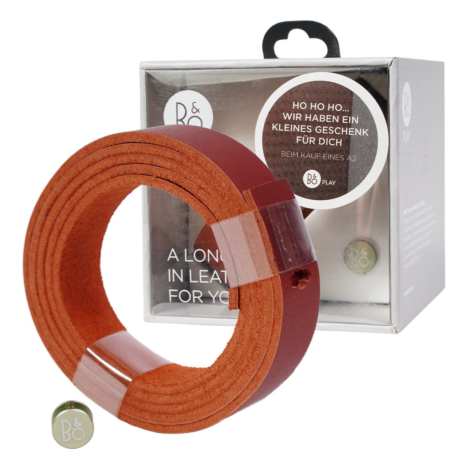 B&O-Play Lautsprecher-Hülle A2 Long Strap Red Leder-Riemen Griff Lang, by BANG & Olufsen Beoplay