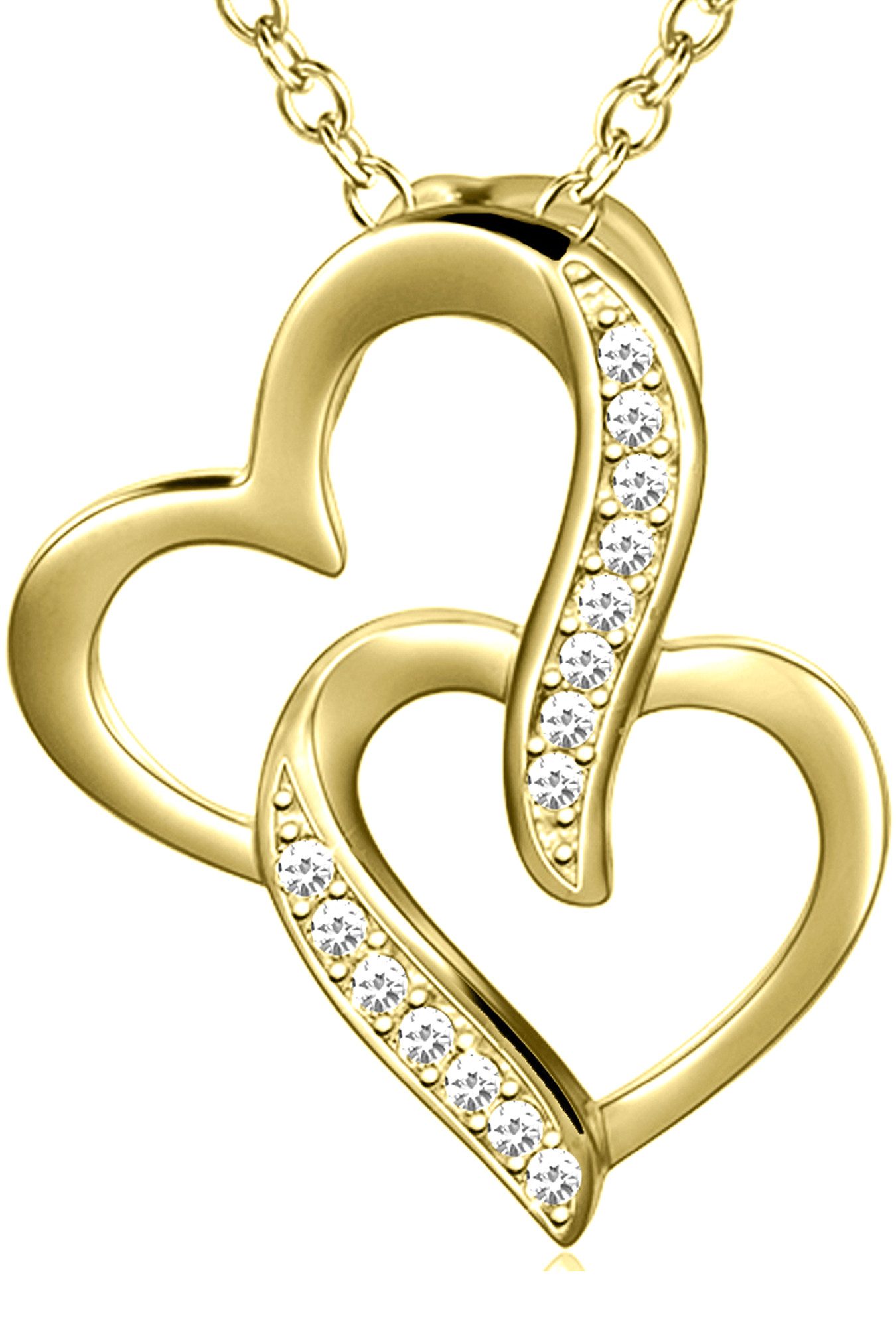 Herzkette 925 Silber Kette mit Herz Anhänger gold rosegold rotgold