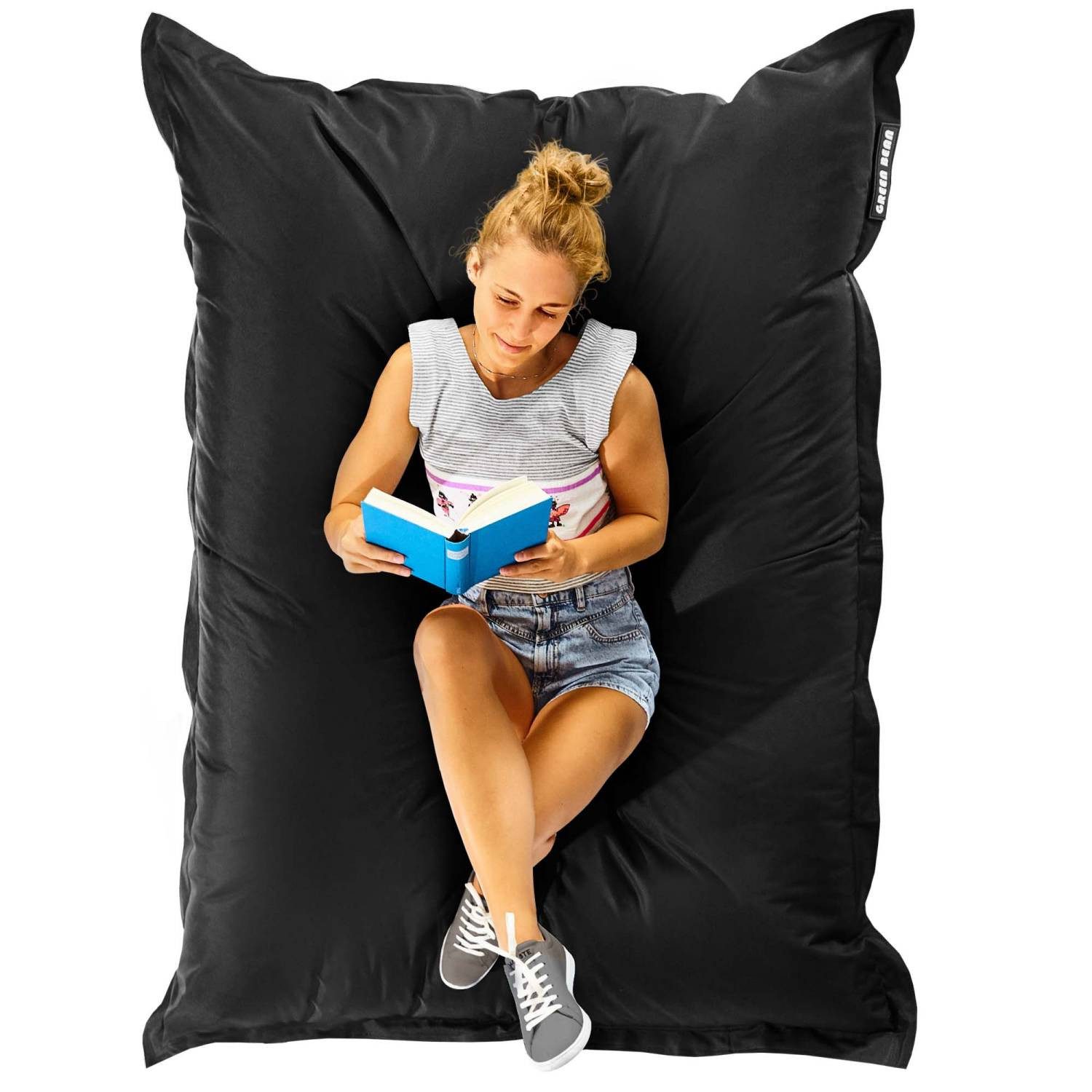 Green Bean Sitzsack XXL Outdoor Sitzsack Square 140x180cm (XXL Riesensitzsack 140x180cm 380 Liter Kinder & Erwachsene Bean Bag EPS Perlen Füllung, Groß Draußen Outdoor Liegekissen), Waschbar Wetterfest Lounge Sitzkissen Bodenkissen