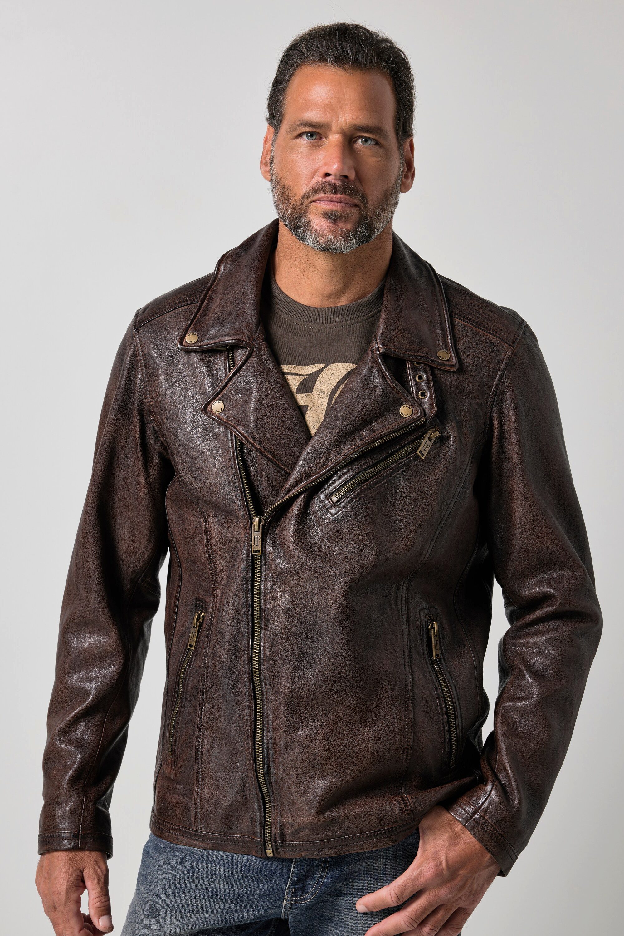 JP1880 Lederjacke Bikerjacke Leder feinstes Lamm-Nappa