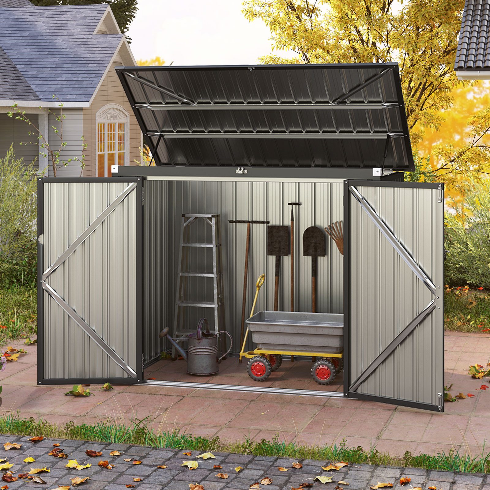 COSTWAY Gerätehaus, BxT: 159x95.5 cm, Mülltonnenbox, günstig online kaufen