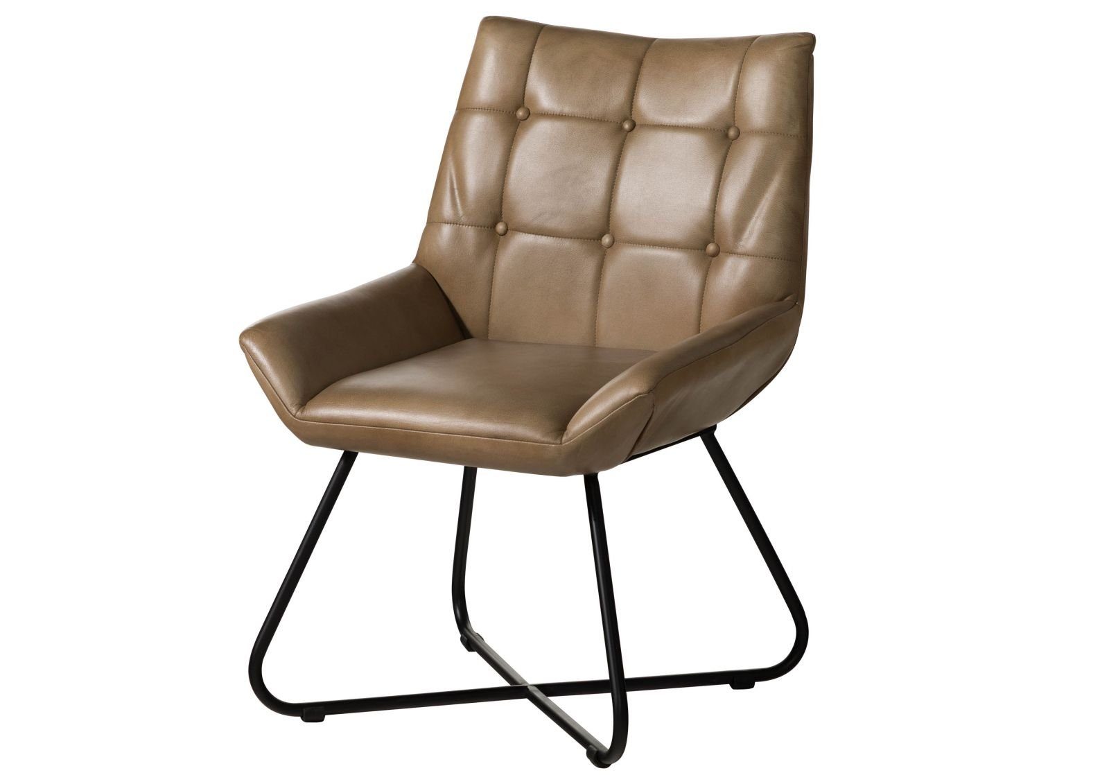 Massivmoebel24 Polsterstuhl IRON LABEL (beige Echtleder (Büffel) Eisen), 61 x 89 x 65 cm IRON LABEL #613