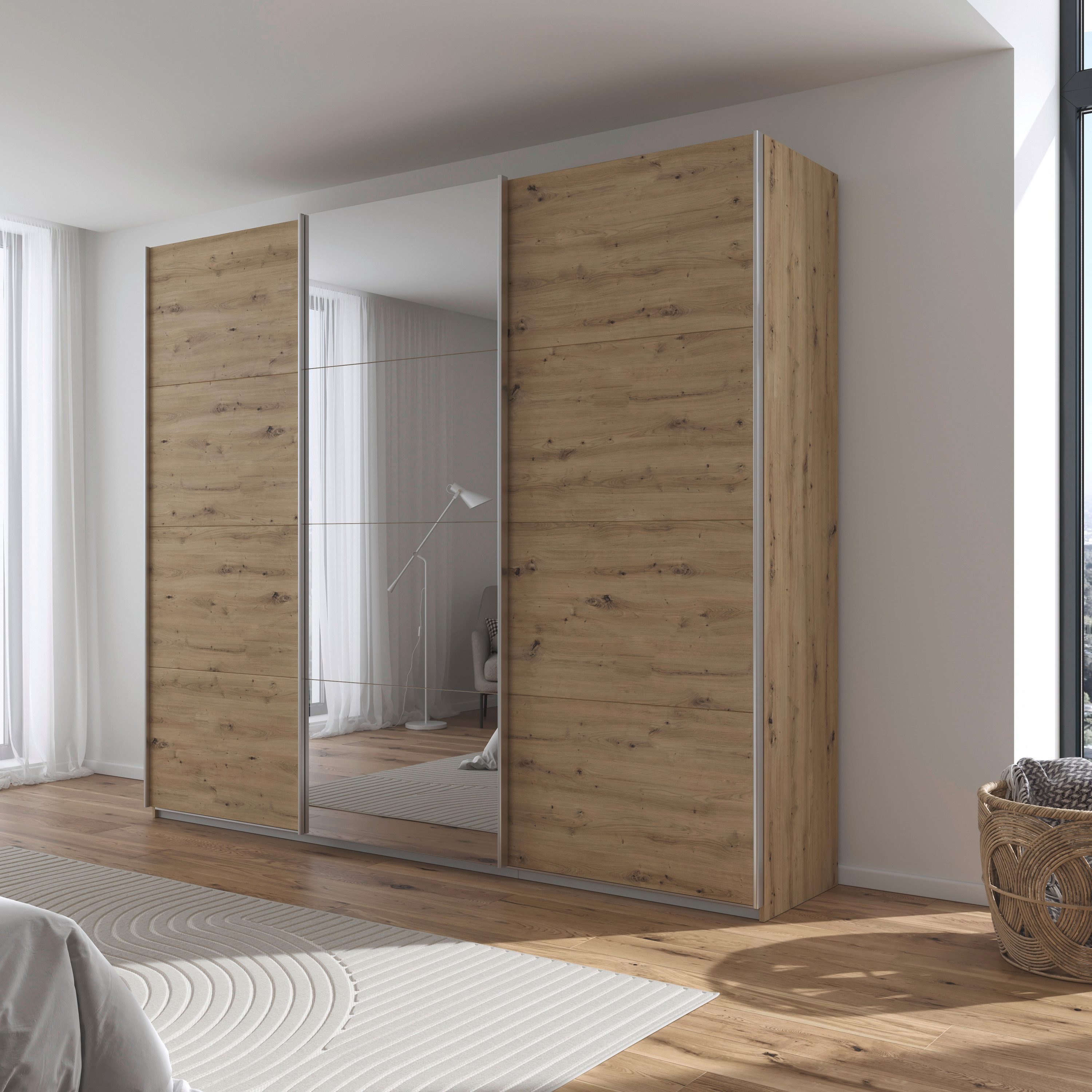 OTTO home Schwebetürenschrank Kleiderschrank Schrank Schlafzimmerschrank Garderobe AGORDO (Breiten 203/271/315/360 cm in drei Griff-Farben - NEU: Farbe SCHWARZ) Top Innenausstattung, in 4 Breiten und 2 Höhen MADE IN GERMANY