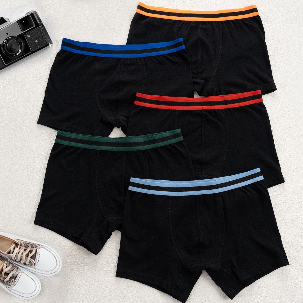 LOREZA Boxershorts 10er Set Jungen Boxershorts Baumwolle - Streifen- Schwarz (Spar-Packung, 10-St)