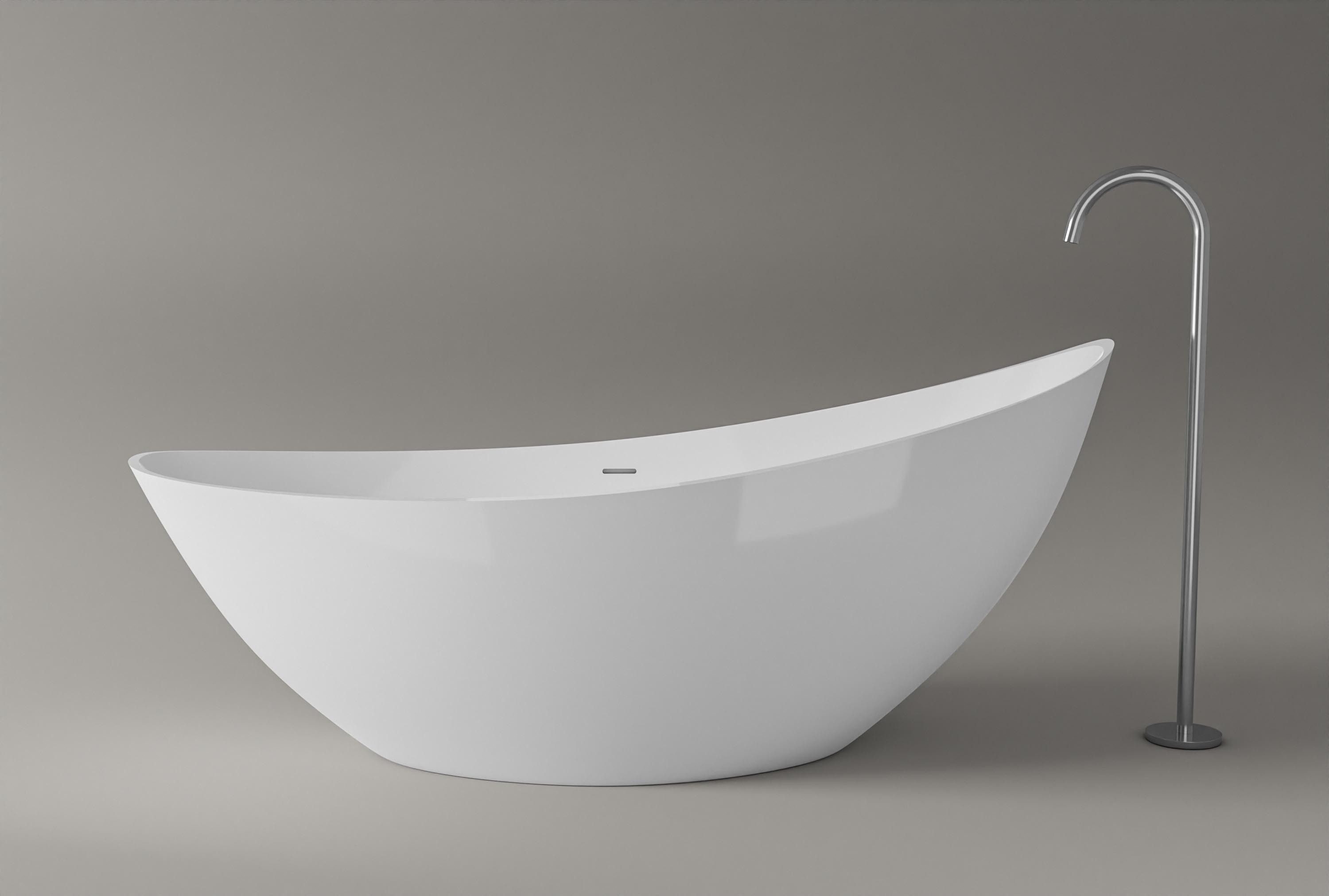 Bernstein Badewanne VICE 2.0 Weiß glänzend 183,5 x 78,5 cm, Freistehende Badewanne Acryl weiß glänzend inkl Siphon