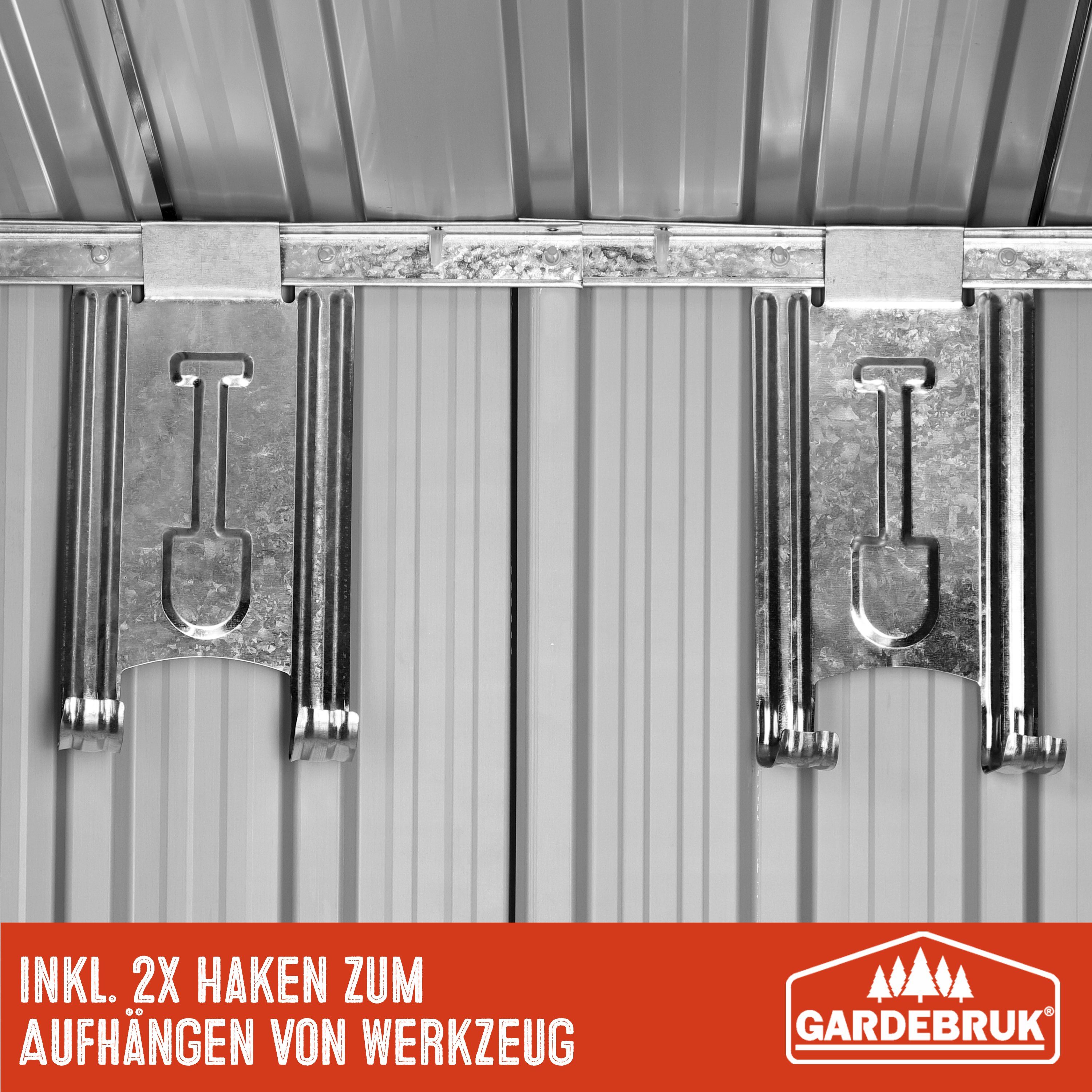 196x122x182cm Grün Fundament mit Gardebruk Metall Schiebetür 2m² L Gerätehaus,