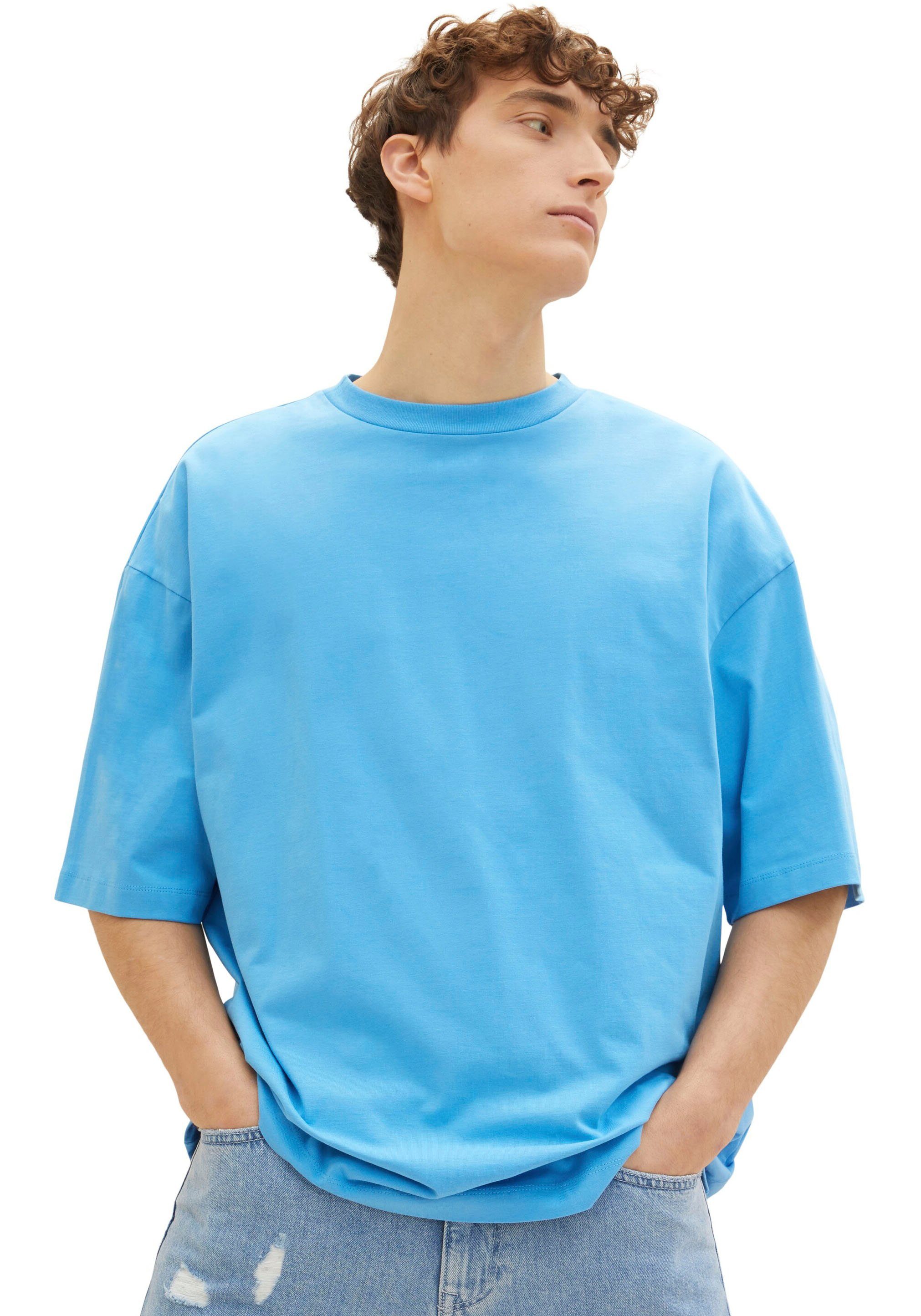 TOM TAILOR Denim Oversize-Shirt mit Rundhalsausschnitt hellblau