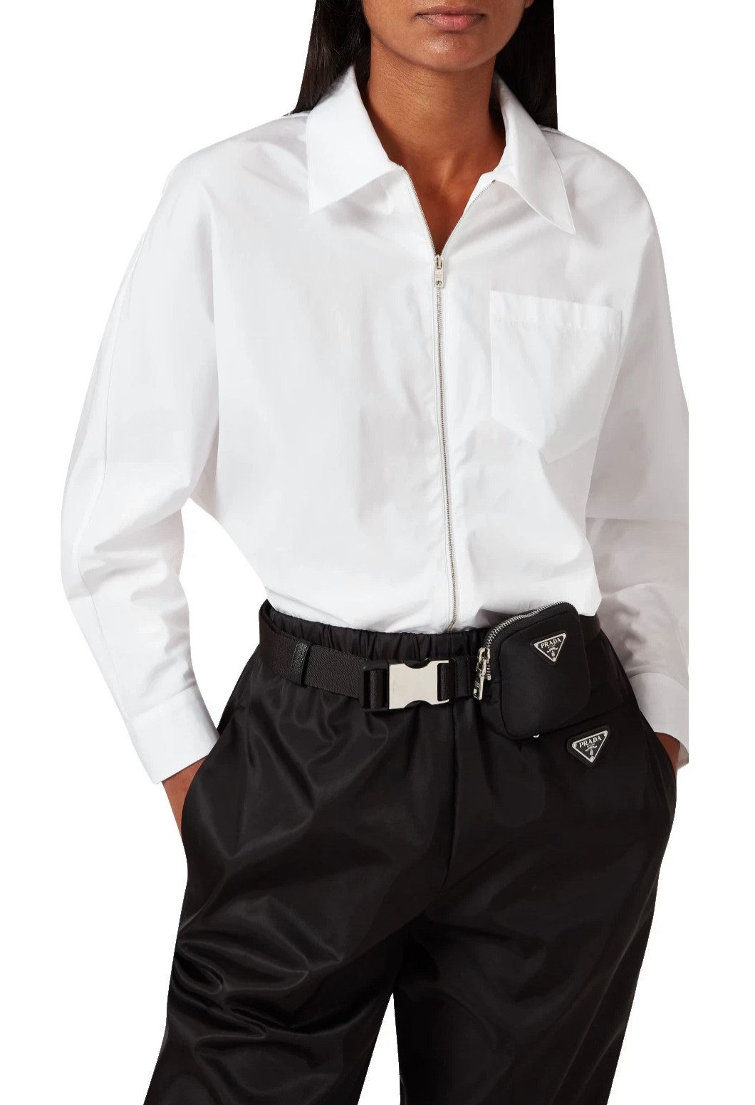 PRADA Gürteltasche Gürtel mit Mini Pouch Tasche Bauchtasche Unisex, Herausnehmbare Mini-Pouch bietet Platz für Kleinigkeiten