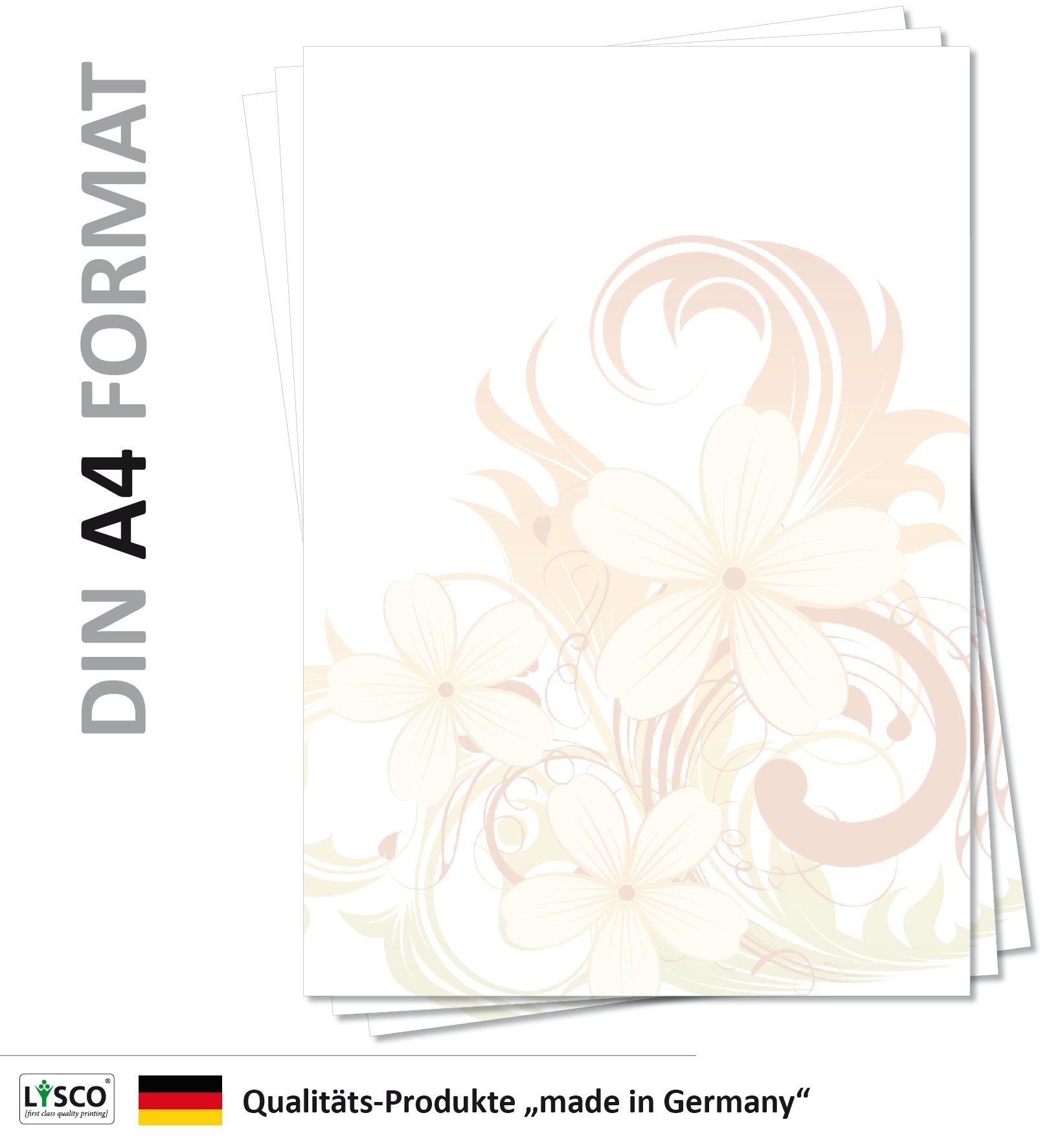 LYSCO Briefpapier Motivpapier Blumenvielfalt,Blumen DIN A4, gut beschreibbar, blumige Atmosphäre, für alle Drucker geeignet.