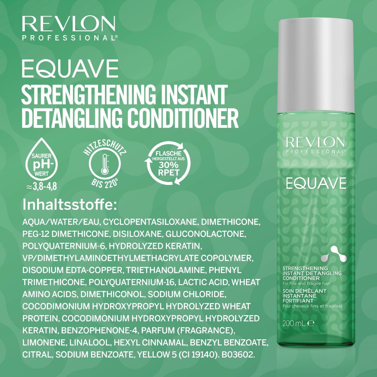REVLON PROFESSIONAL Leave-in Pflege EQUAVE STRENGTHENING DETANGLING CONDITIONER, Feines Bis Brüchiges Haar 200 ml