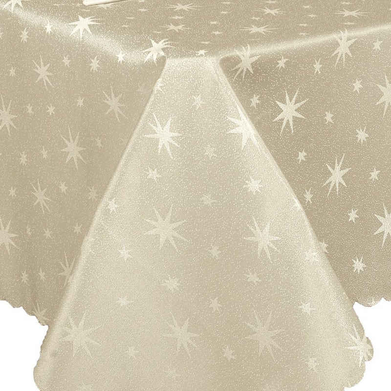 Brilliant Tischdecke LUREX STERNE Tischdecke ECKIG Weihnachten festlich Glimmer Glitzer, Jaquardgewebe