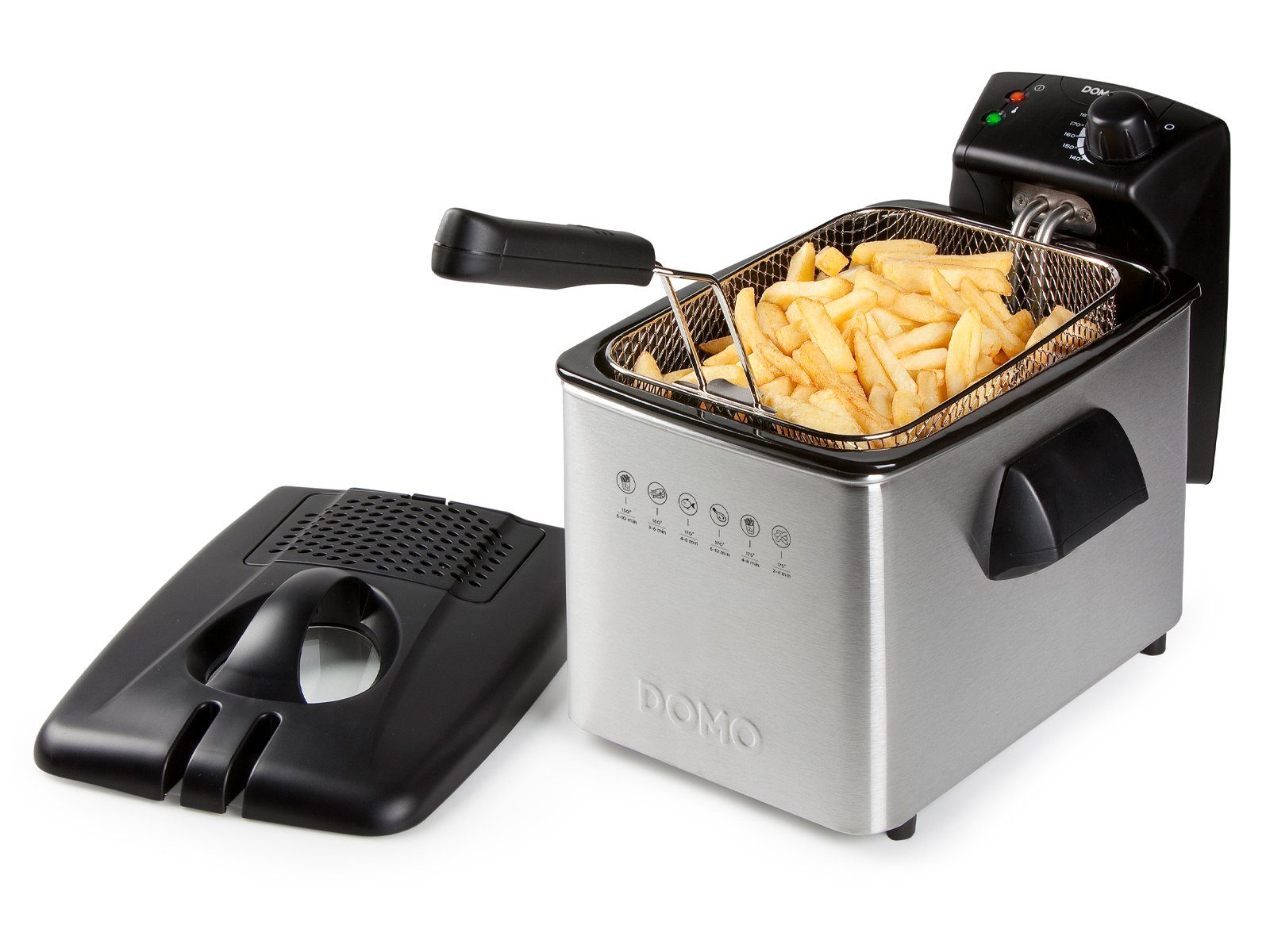 Domo Kaltzonenfritteuse, 3000 W, 4Ltr. XL Frittöse Pommes & Schnitzel mit Fett frittieren & Salzstreuer