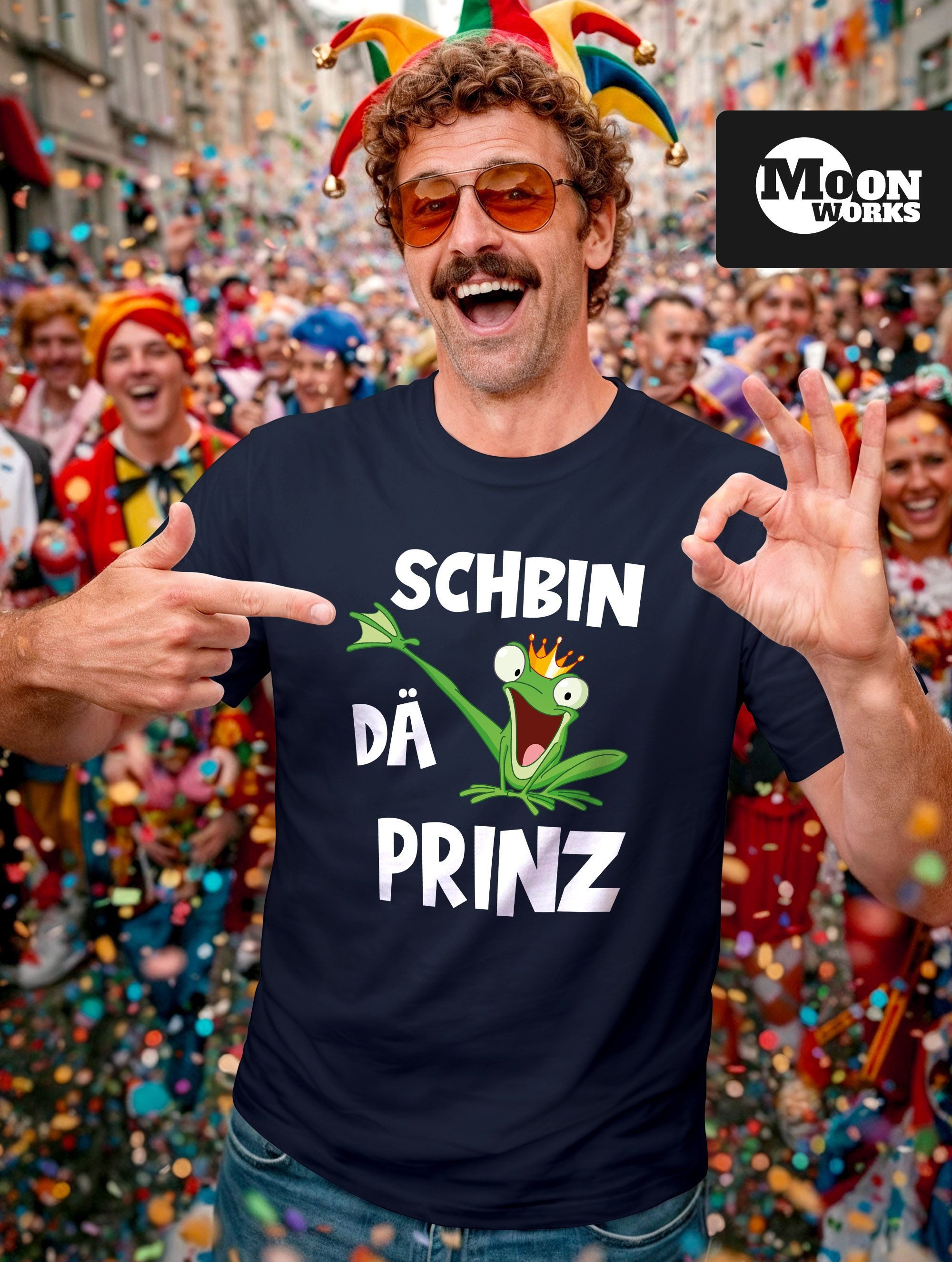 MoonWorks Print-Shirt Herren T-Shirt Fasching Karneval Frosch Prinz Kostüm günstig online kaufen