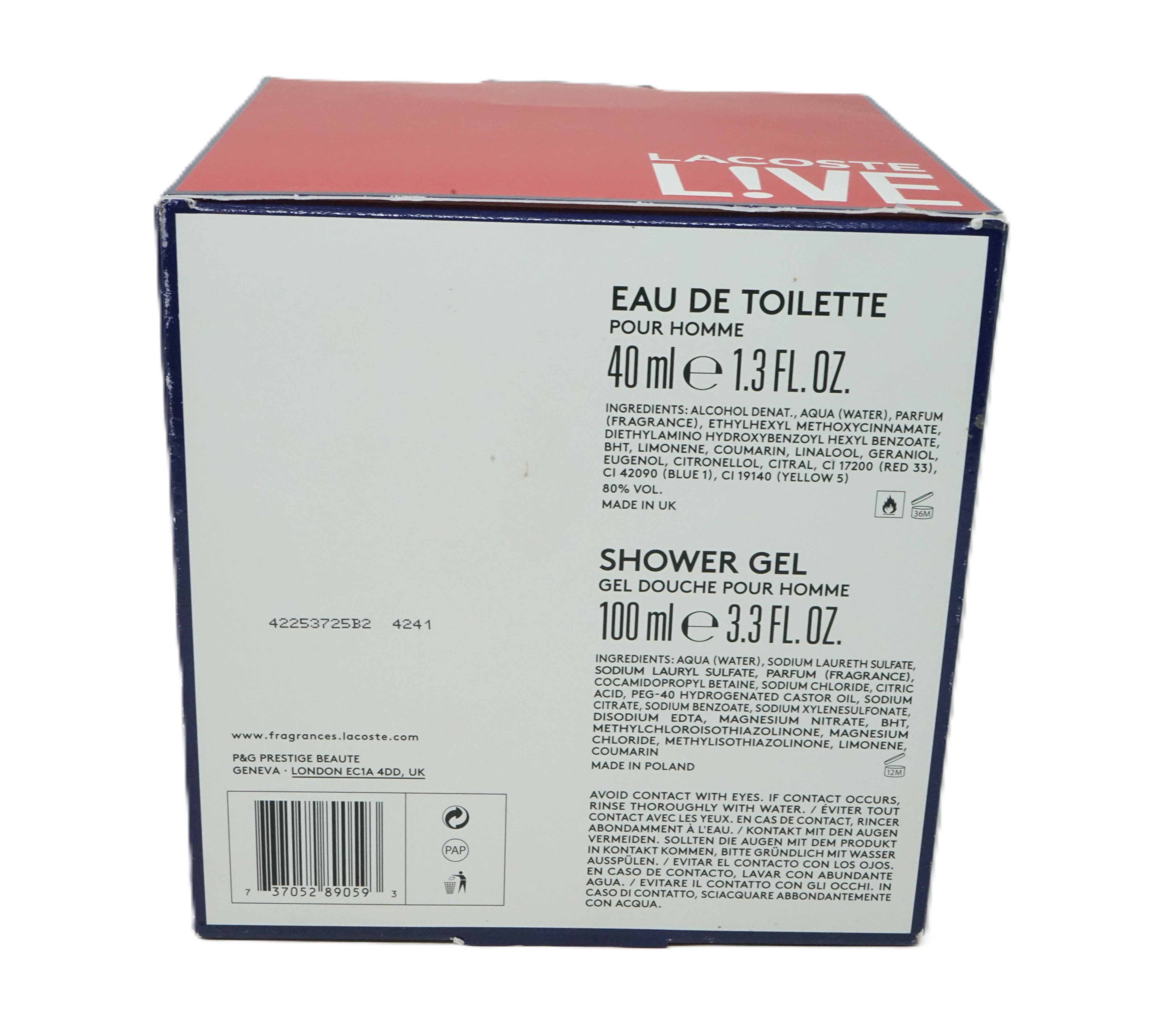 Lacoste Eau de Toilette Lacoste Live Eau de Toilette pour Homme 40 ml + Shower Gel