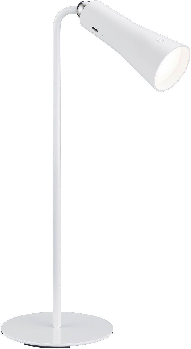 Reality Leuchten LED Tischleuchte Maxi, Dimmfunktion, USB-Anschluss mit Ladefunktion, LED fest integriert, Warmweiß, Klemmleuchte mit Magnet-Halterung, Touchdimmer, USB-C, 2-12h Akku