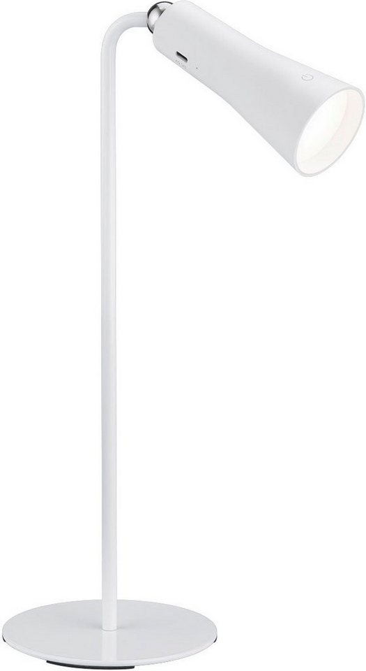 Reality Leuchten LED Tischleuchte Maxi, Dimmfunktion, USB-Anschluss mit Ladefunktion, LED fest integriert, Warmweiß, Klemmleuchte mit Magnet-Halterung, Touchdimmer, USB-C, 2-12h Akku