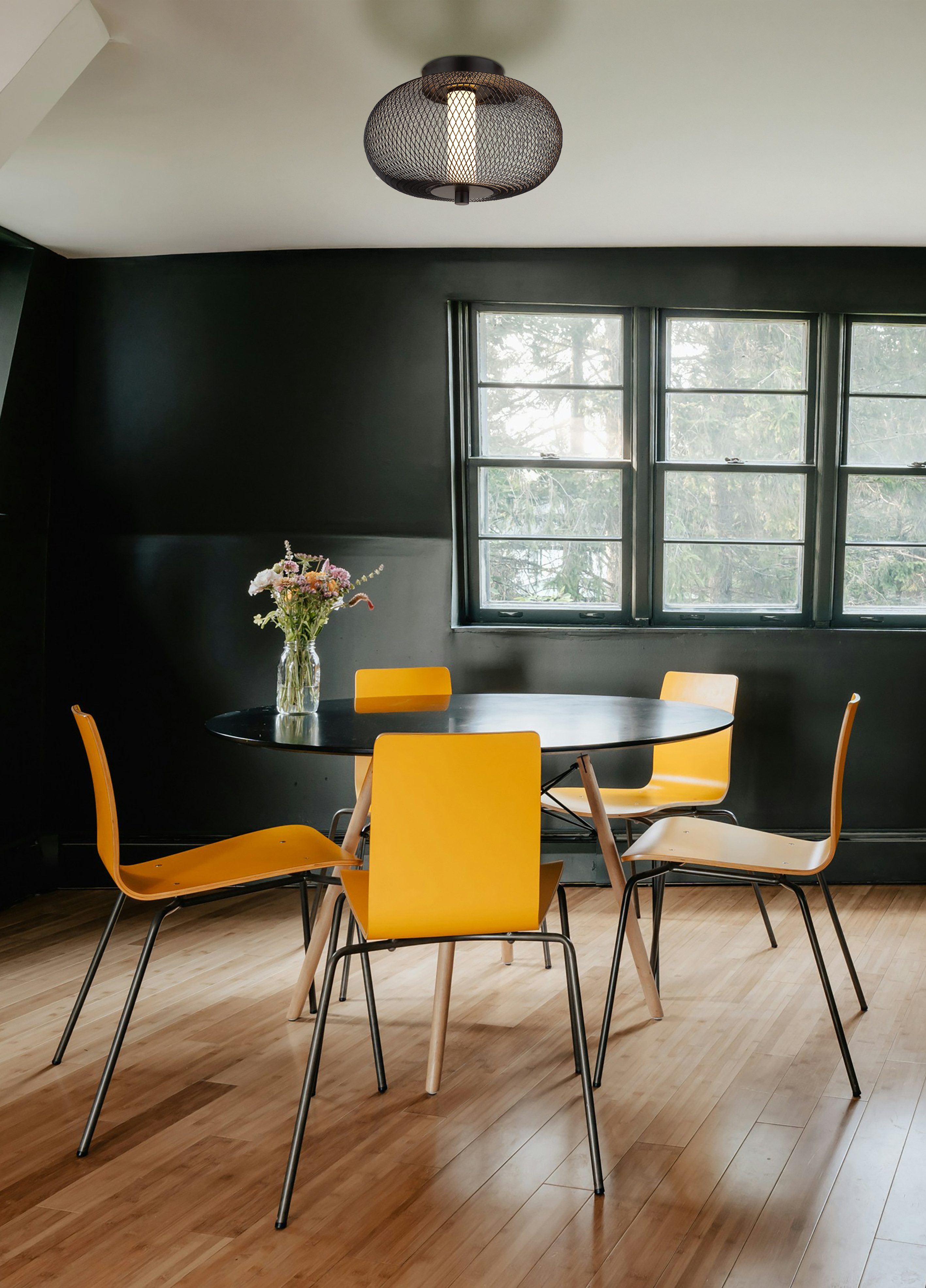NOWA LED Deckenleuchte ASTARI, LED fest integriert, Warmweiß, Deckenlampe, Metallgeflecht, Wohnzimmer