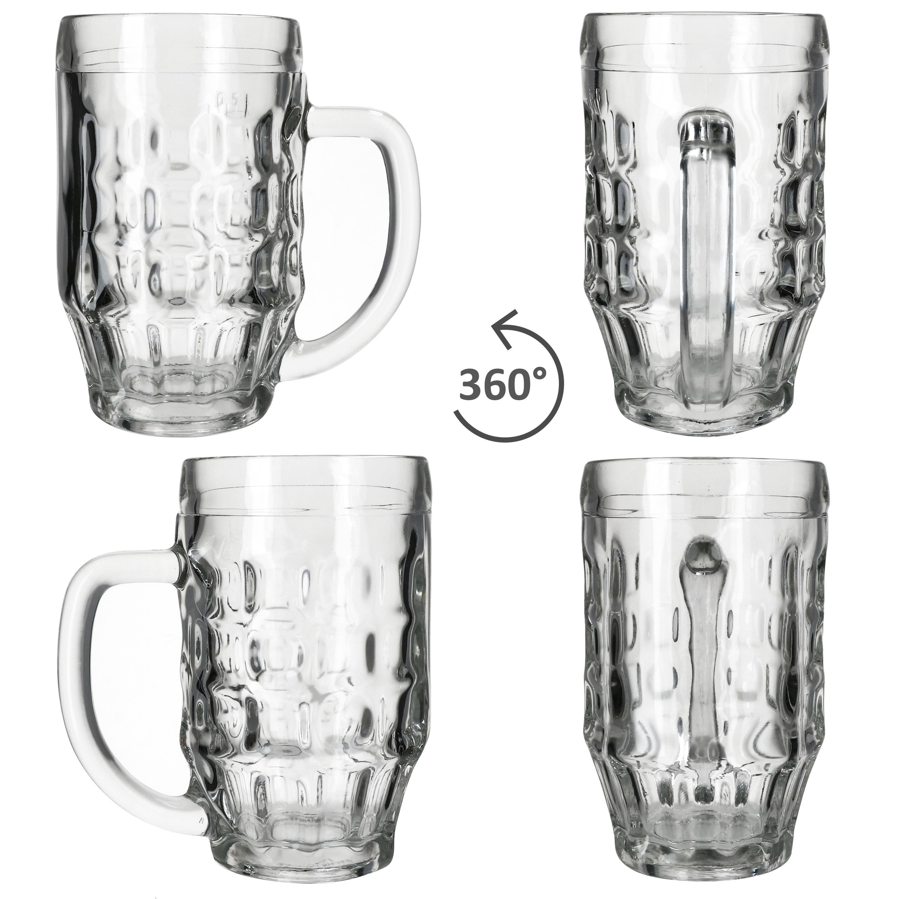 MamboCat Bierglas MamboCat 6er Set Mani Bierkrug 0,5L geeicht Schild Henkel Seidel Glas, Glas – Bild 4 von 5
