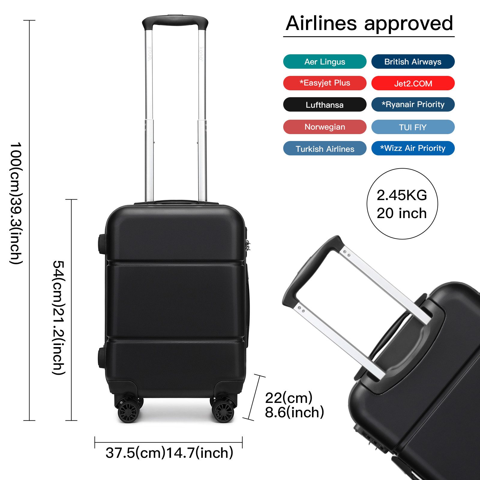 KONO Trolleyset 4 Rollen, (3 tlg), günstig online kaufen