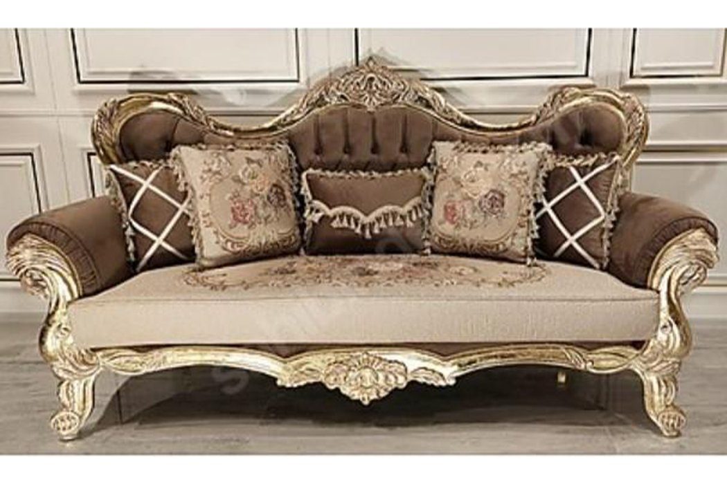 Stoff Barock Dreisitzer Luxus Couch Chesterfield Sofa, Gold Couchen Sofa JVmoebel