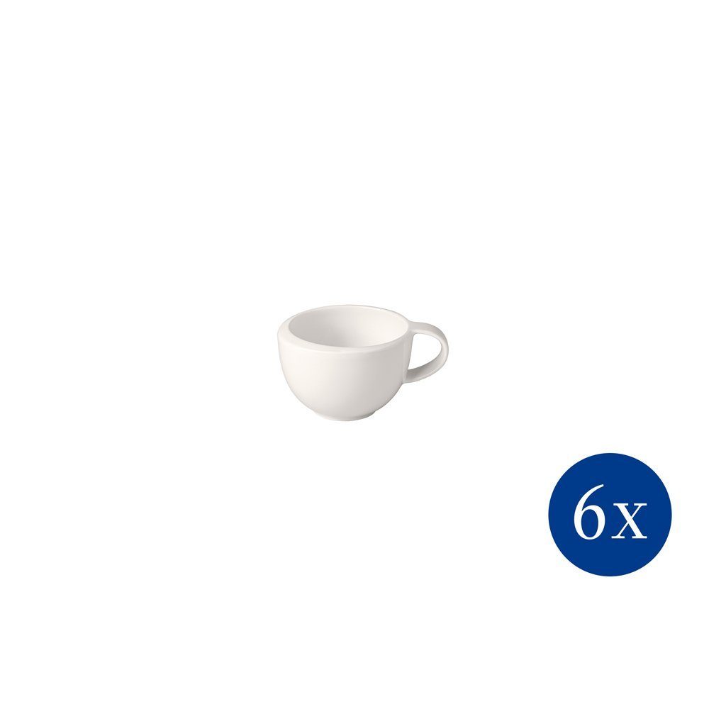 Villeroy & Boch (6 Stück, 50 NewMoon 6 St) Espressotasse, ml, Untertasse weiß