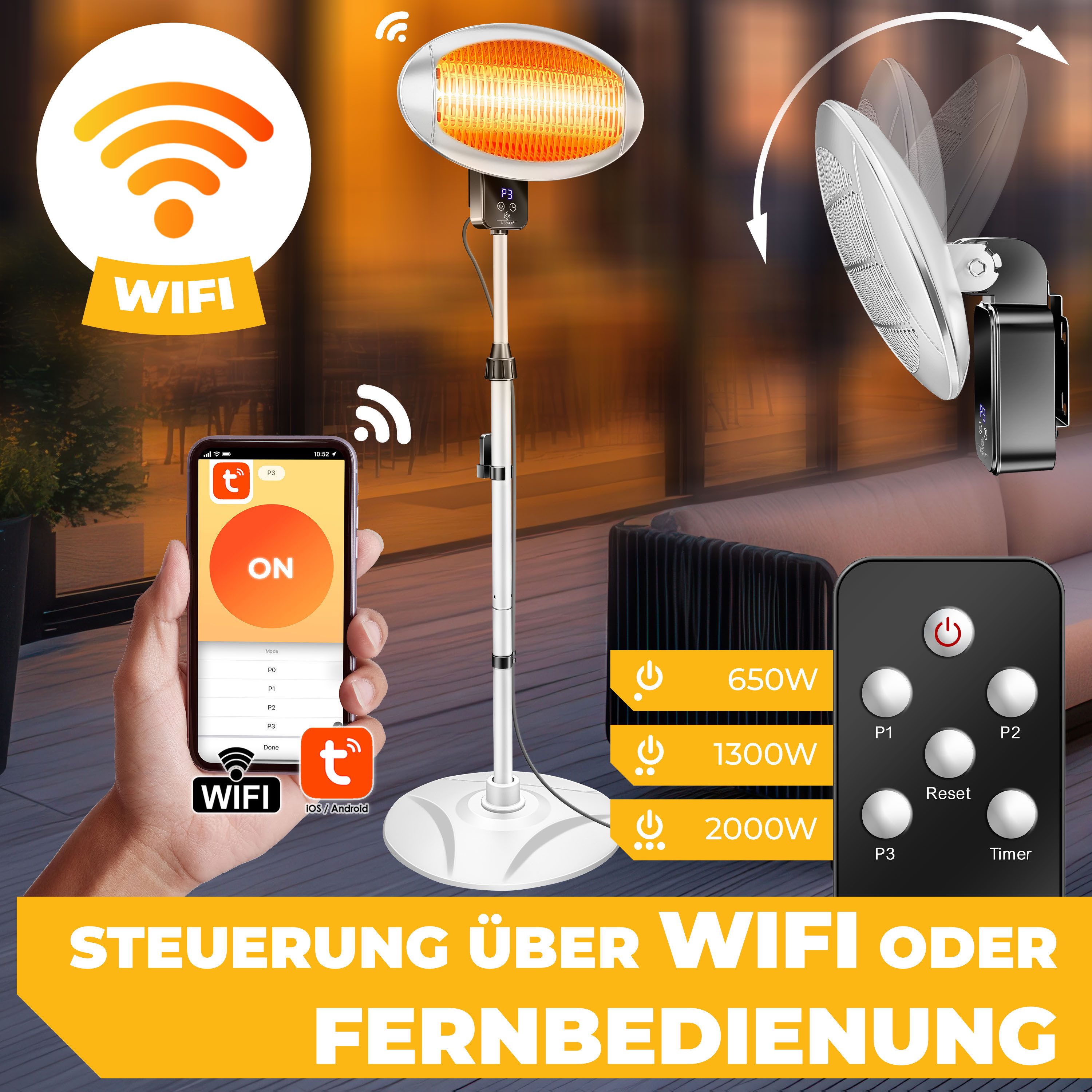 KESSER Heizstrahler Infrarot Terrassenstrahler Stand- & Wandmontage, höhenv günstig online kaufen