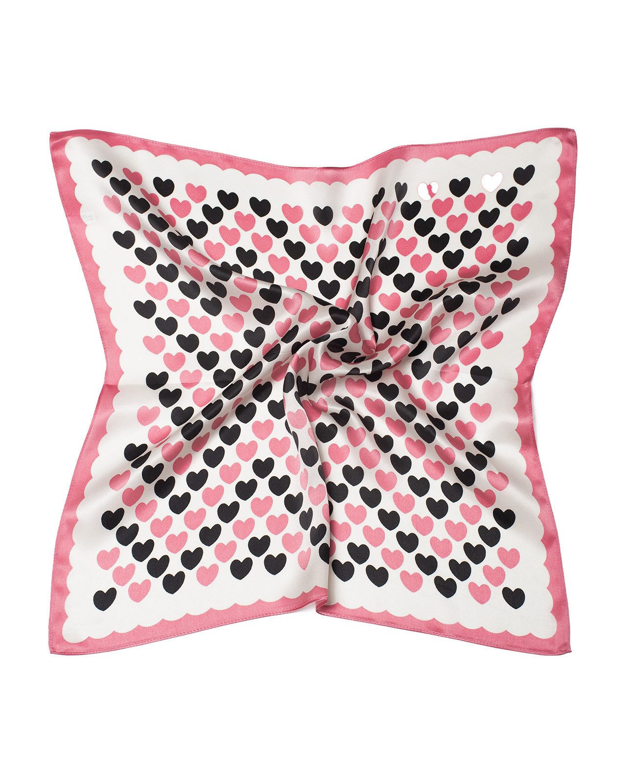Seidentuch quadratisch Herzchen 53x53cm, Nickituch, Bandana-Schal