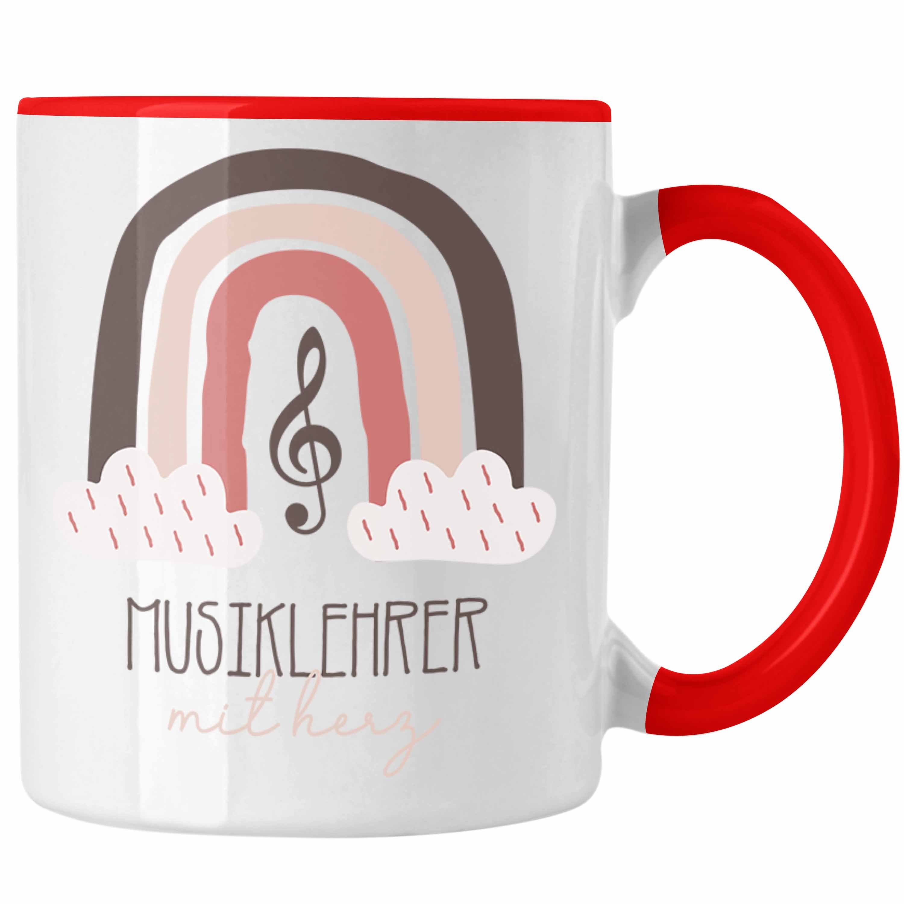 Trendation Tasse Musiklehrer Tasse Geschenk Danke Kaffeetassse Geschenkidee für den be Rot