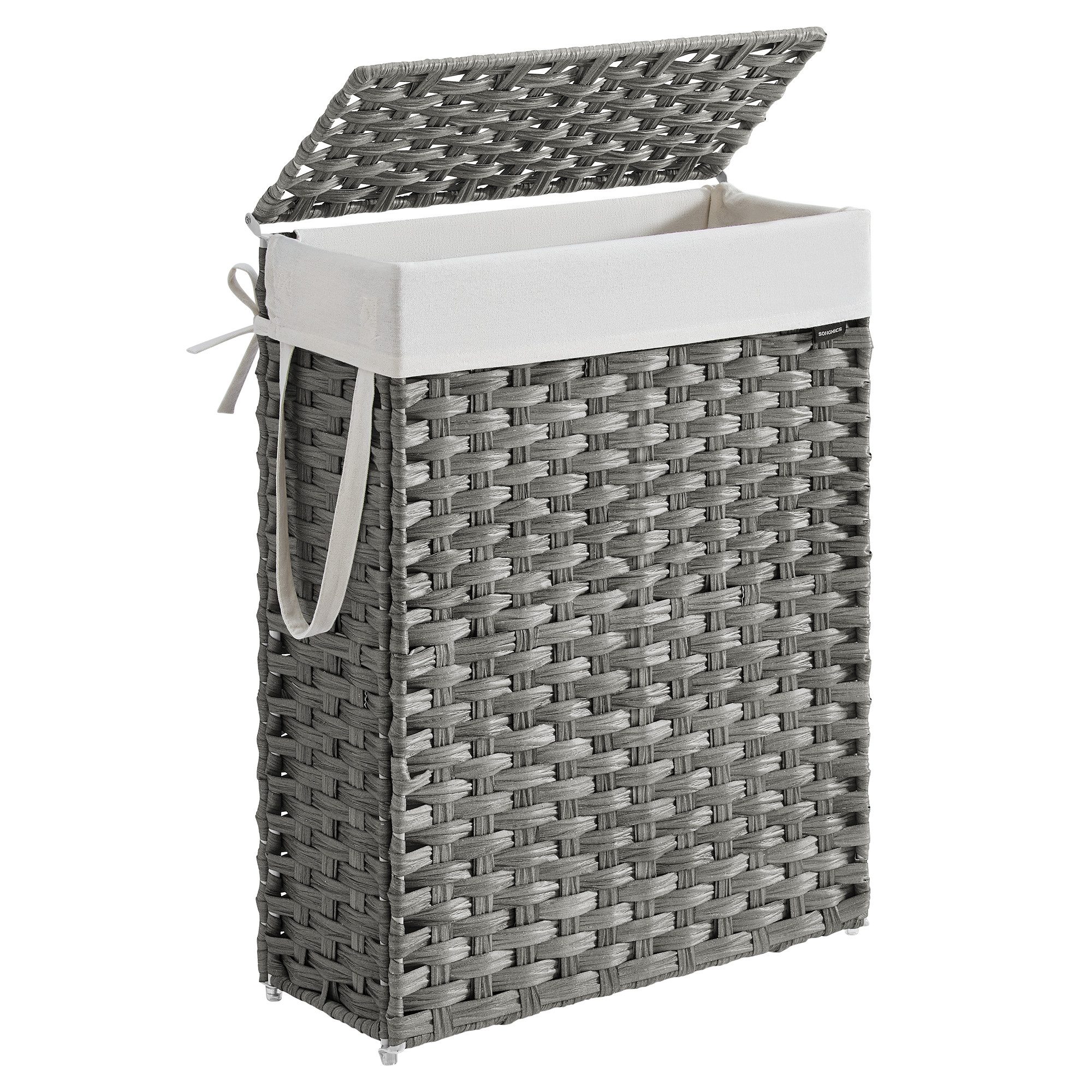 SONGMICS Wäschekorb, schmal, 55 L, mit Deckel und Griffen, faltbar, herausn günstig online kaufen