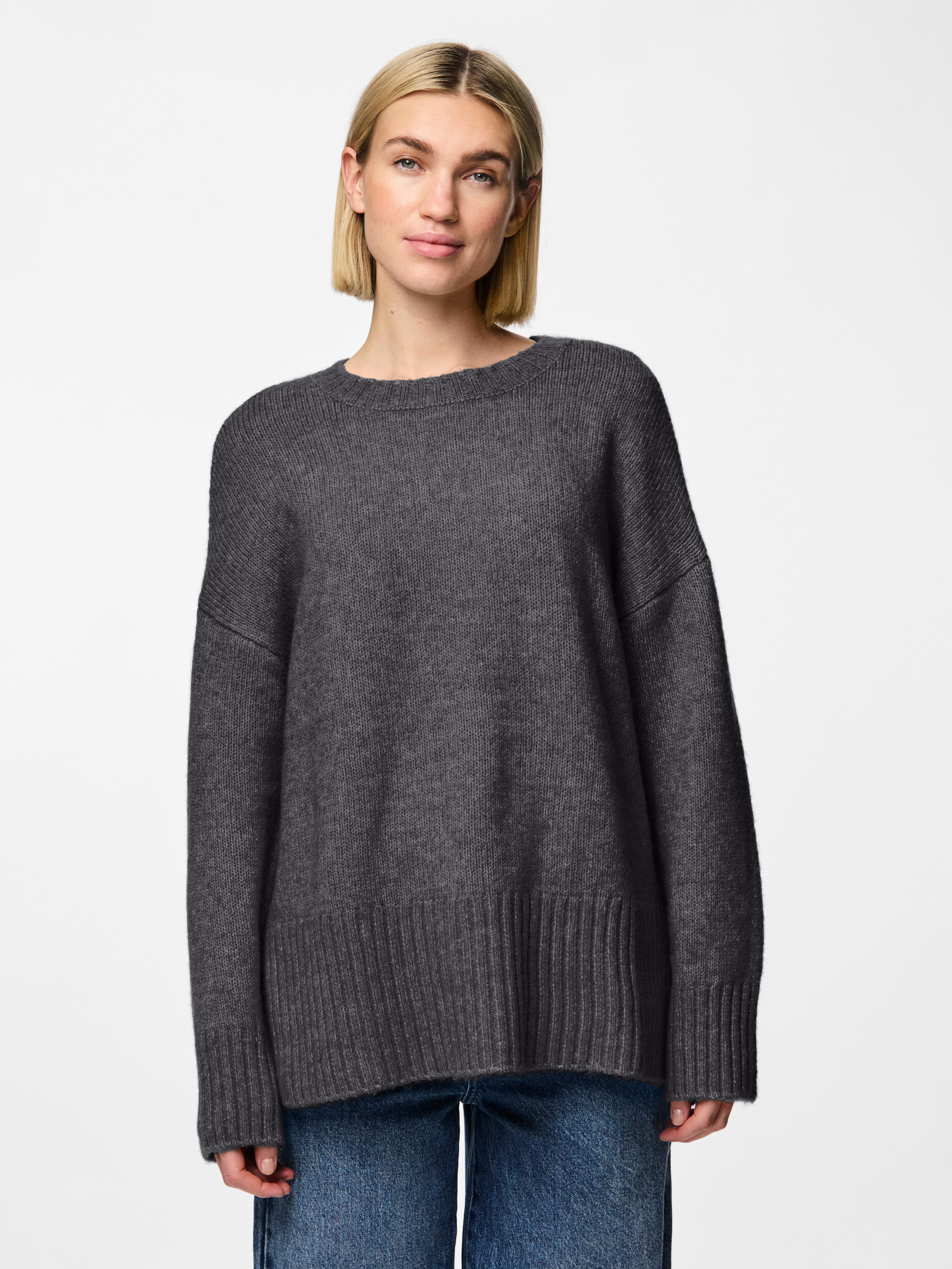 Rundhalspullover PCNANCY LS LOOSE O-NECK KNIT NOOS BC