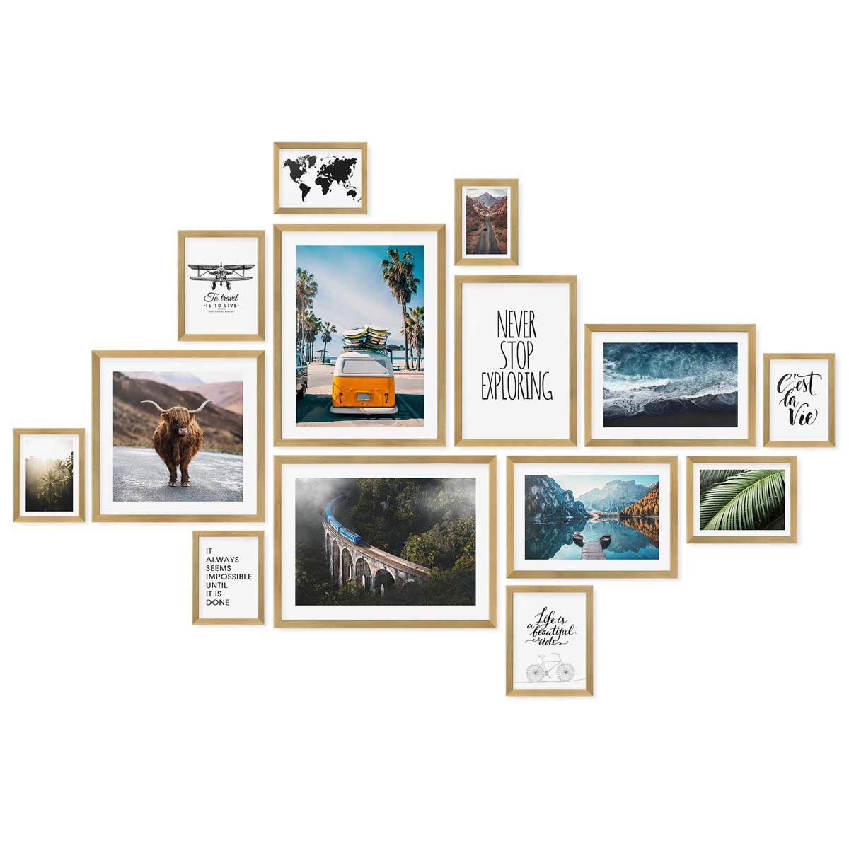 PHOTOLINI Bilderrahmen 14er Set Modern Schmal 10x15 bis 30x40 cm günstig online kaufen