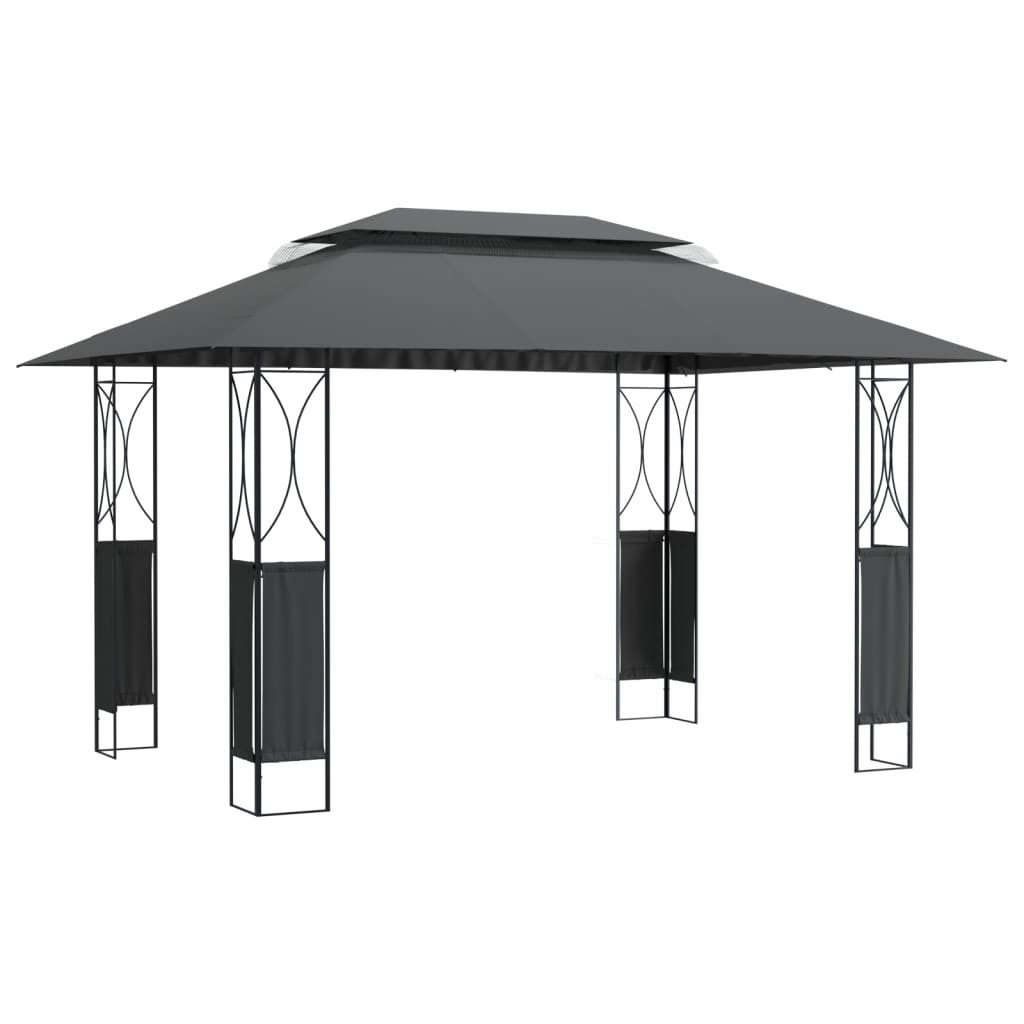 vidaXL Partyzelt Pavillon mit Dach Anthrazit 400x300x270 cm Stahl