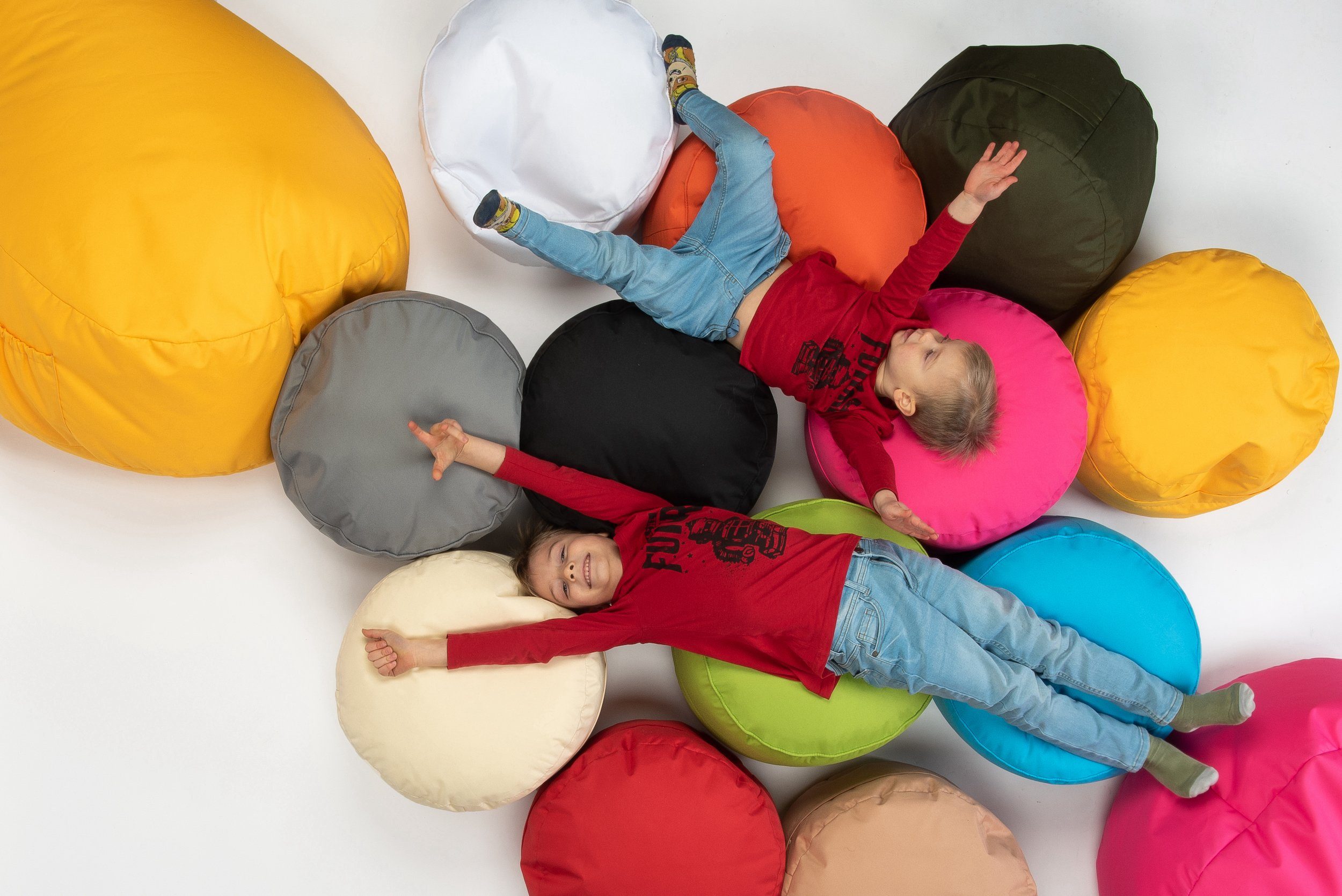 sunnypillow Sitzsack Runder Sitzpouf mit abnehmbarem Bezug, Sitzsack - Hocker rund 25 x 45 cm weiß