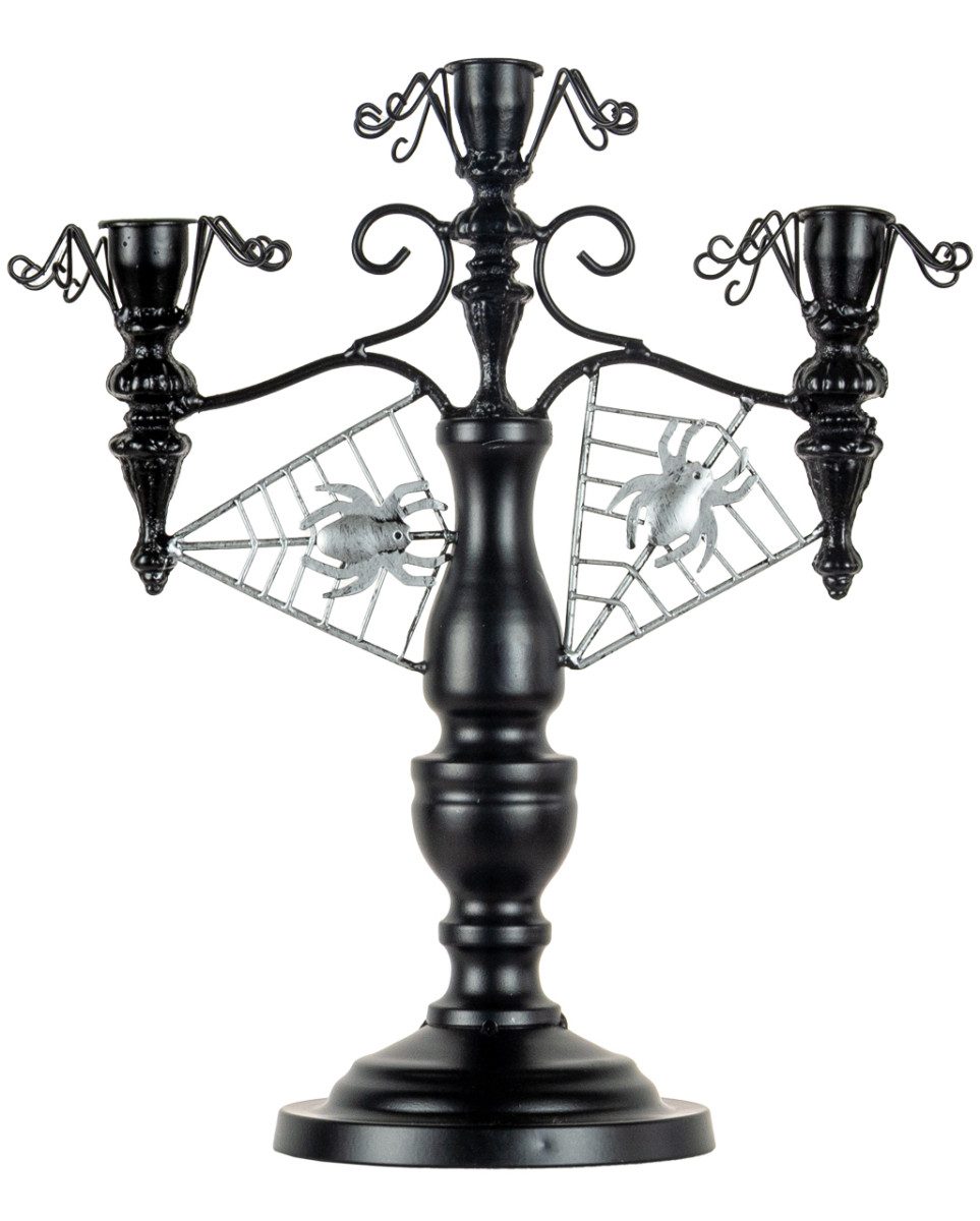 Horror-Shop Dekofigur Schwarzer 2-armiger Halloween Kerzenständer aus Me