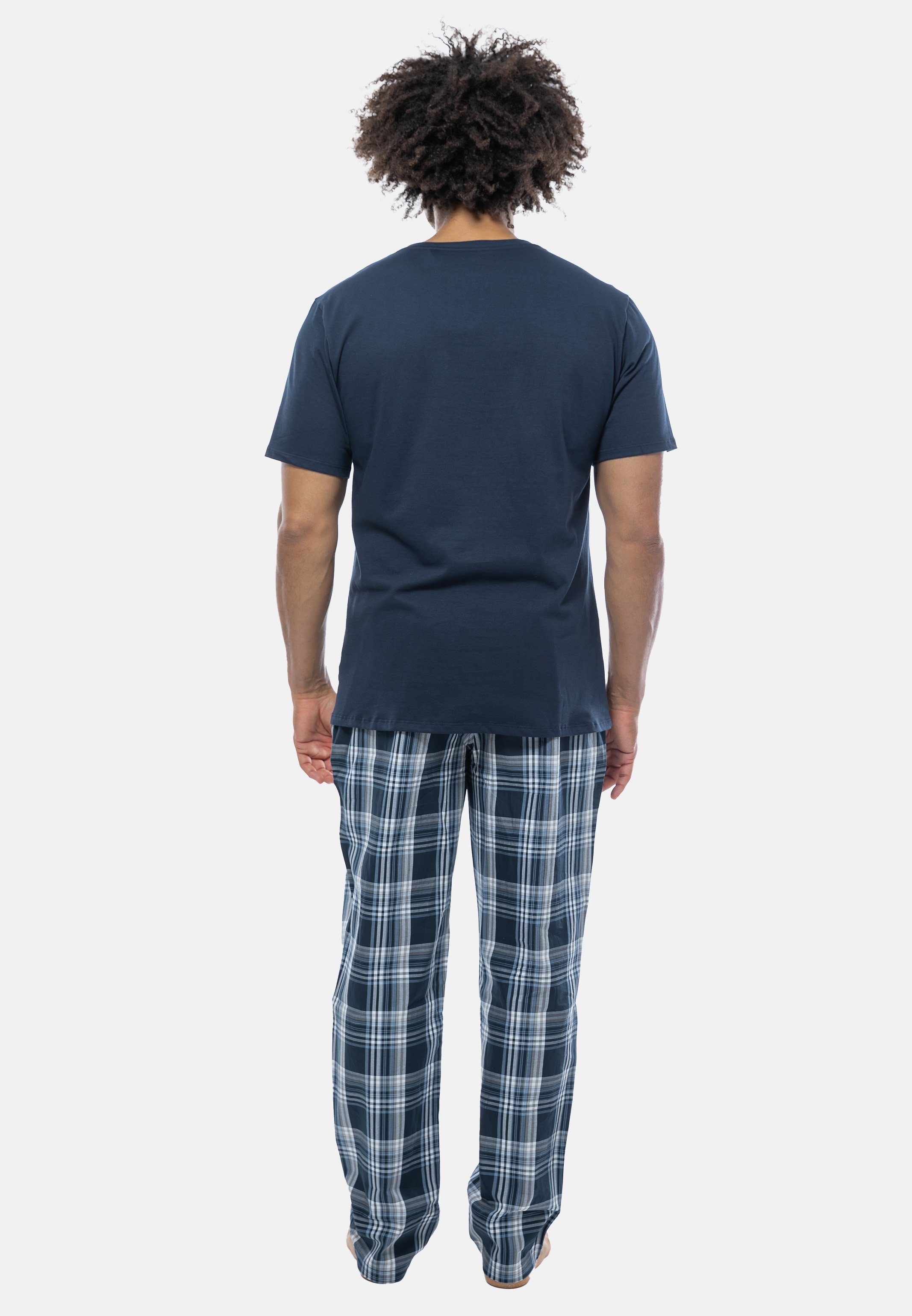 Dunkelblau Schlafanzug Pyjama Schiesser 2 (Set, Mix Baumwolle - tlg) -