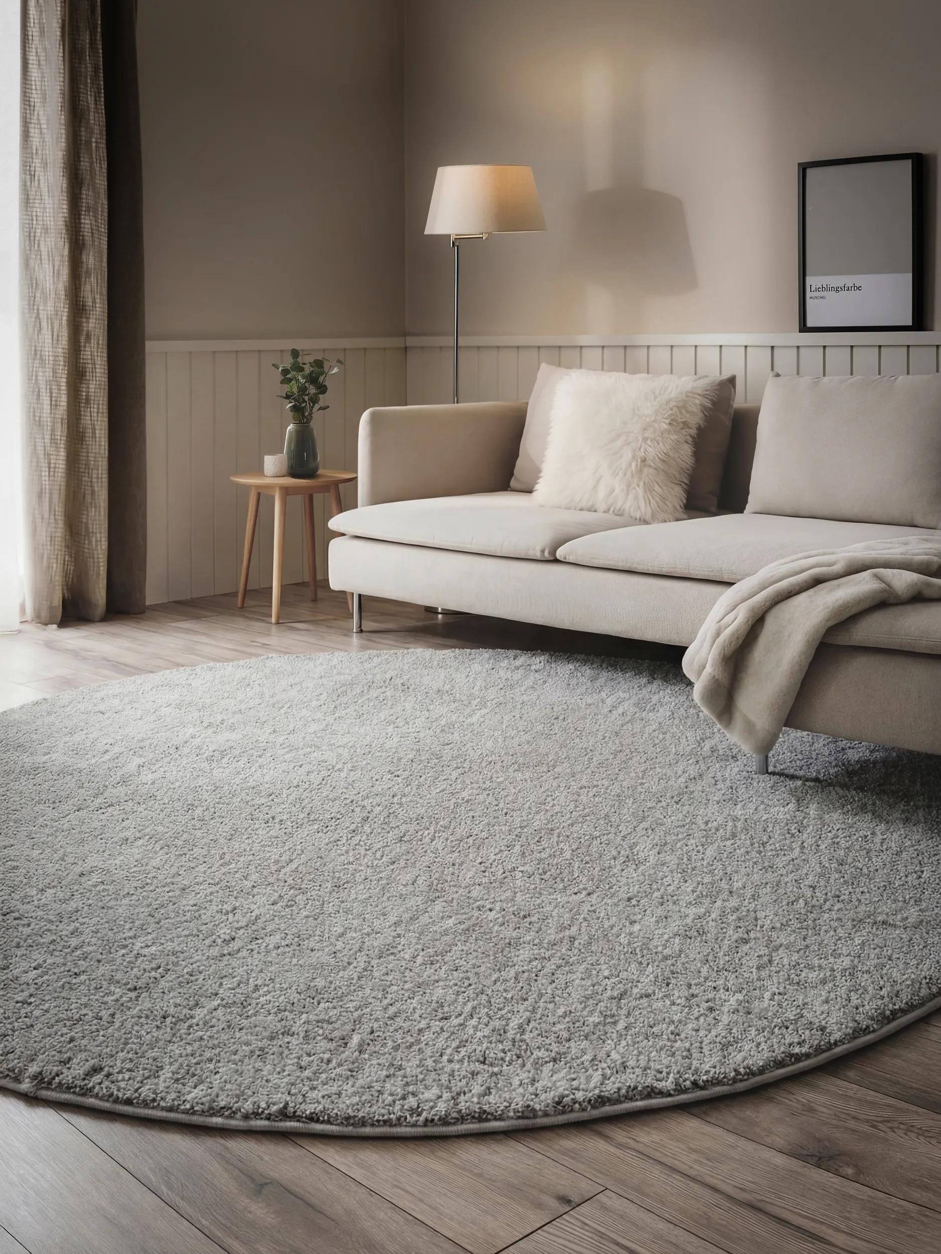 benuta Hochflor-Teppich Soda, rund, Höhe: 21 mm, Teppich Wohnzimmer, Schlafzimmer, Esszimmer, Flur, Kunstfaser, Cozy