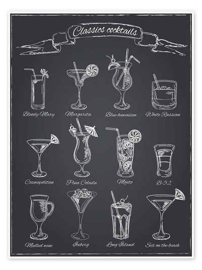 Posterlounge Poster Editors Choice, Klassische Cocktails (Englisch), Bar Illustration