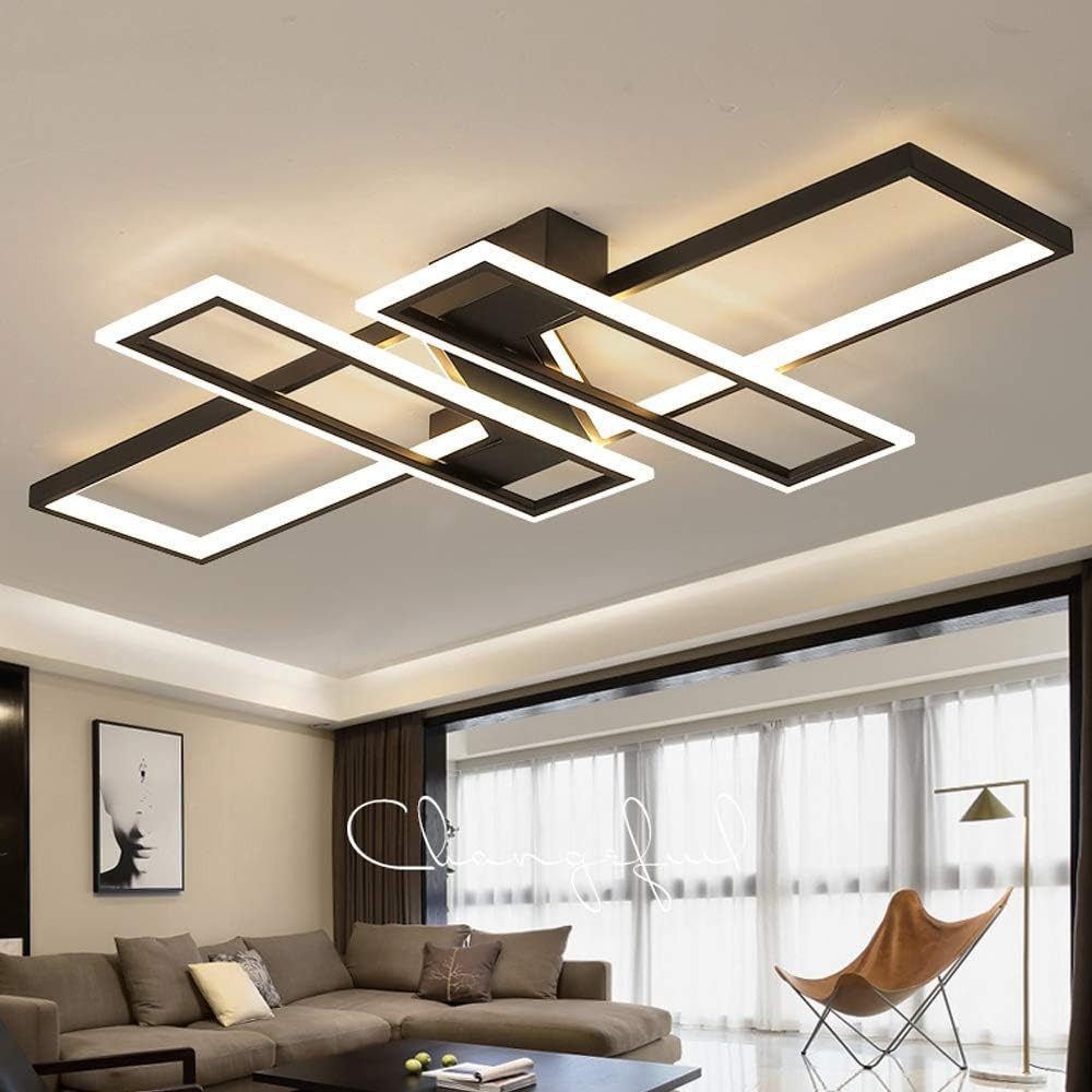 OYLCDI Deckenleuchten LED Deckenlampe 94W Dimmbar mit Fernbedienung 3000-6500k, LED fest integriert, Dimmbar Hängeleuchte Aluminium, LED fest integriert Hängeleuchte Wohnzimmer Schlafzimmer Arbeitszimmer, Kaltweiß, Warmweiß, Neutralweiß, Mit Fernbedienung Esszimmer Dekoration Lampen